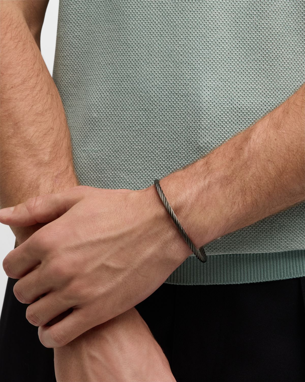 Link Up Men 's Stainless Steel Cable Bracelet