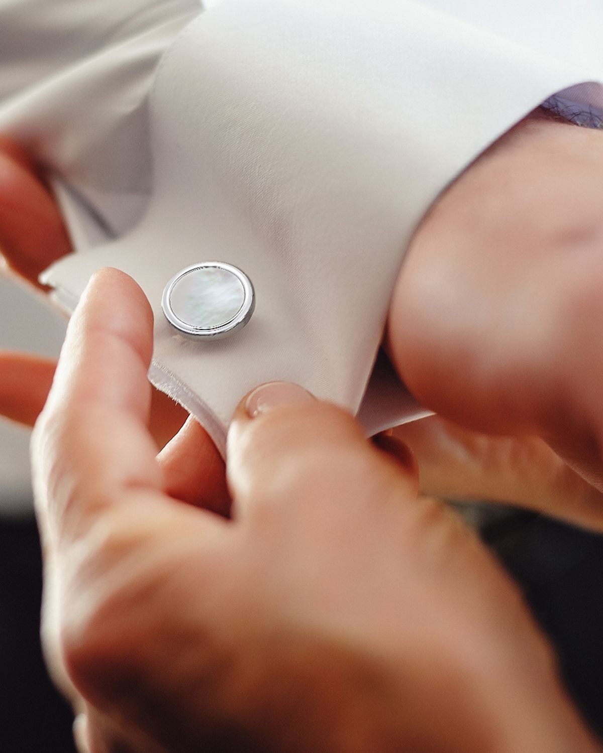 Link Up Men 's Round Mother-Of-Pearl Cufflinks
