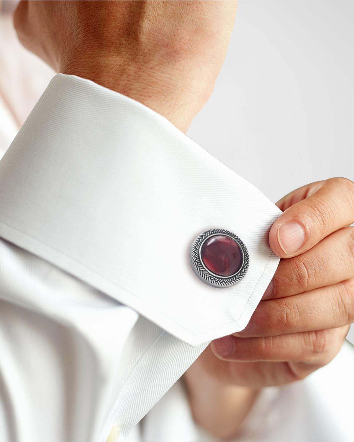 Link Up Men 's Round Stone Disc Cufflinks