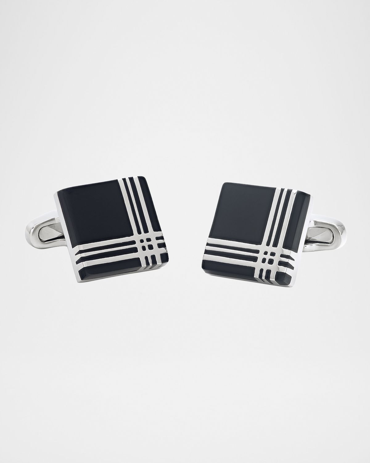 Link Up Men 's Square Enamel Plaid Cufflinks