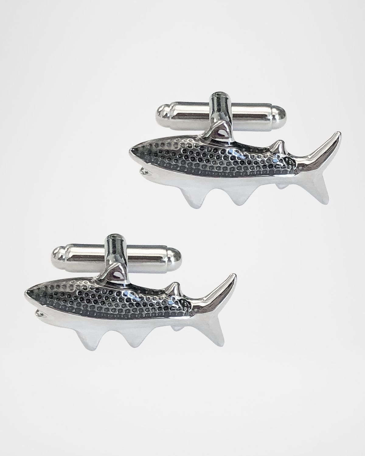 Link Up Men 's Silvertone Shark Cufflinks