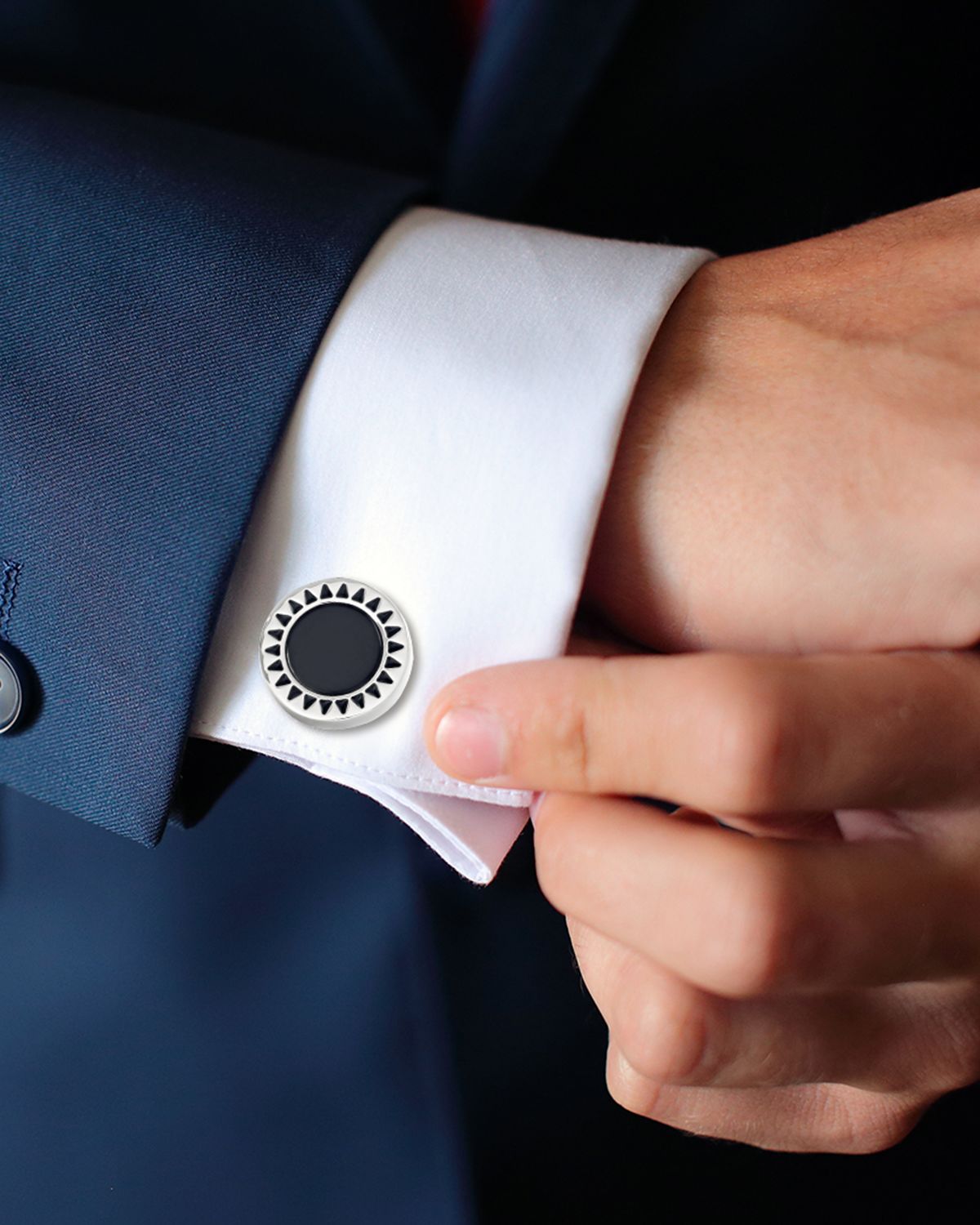 Link Up Men 's Round Enamel Sunburst Cufflinks