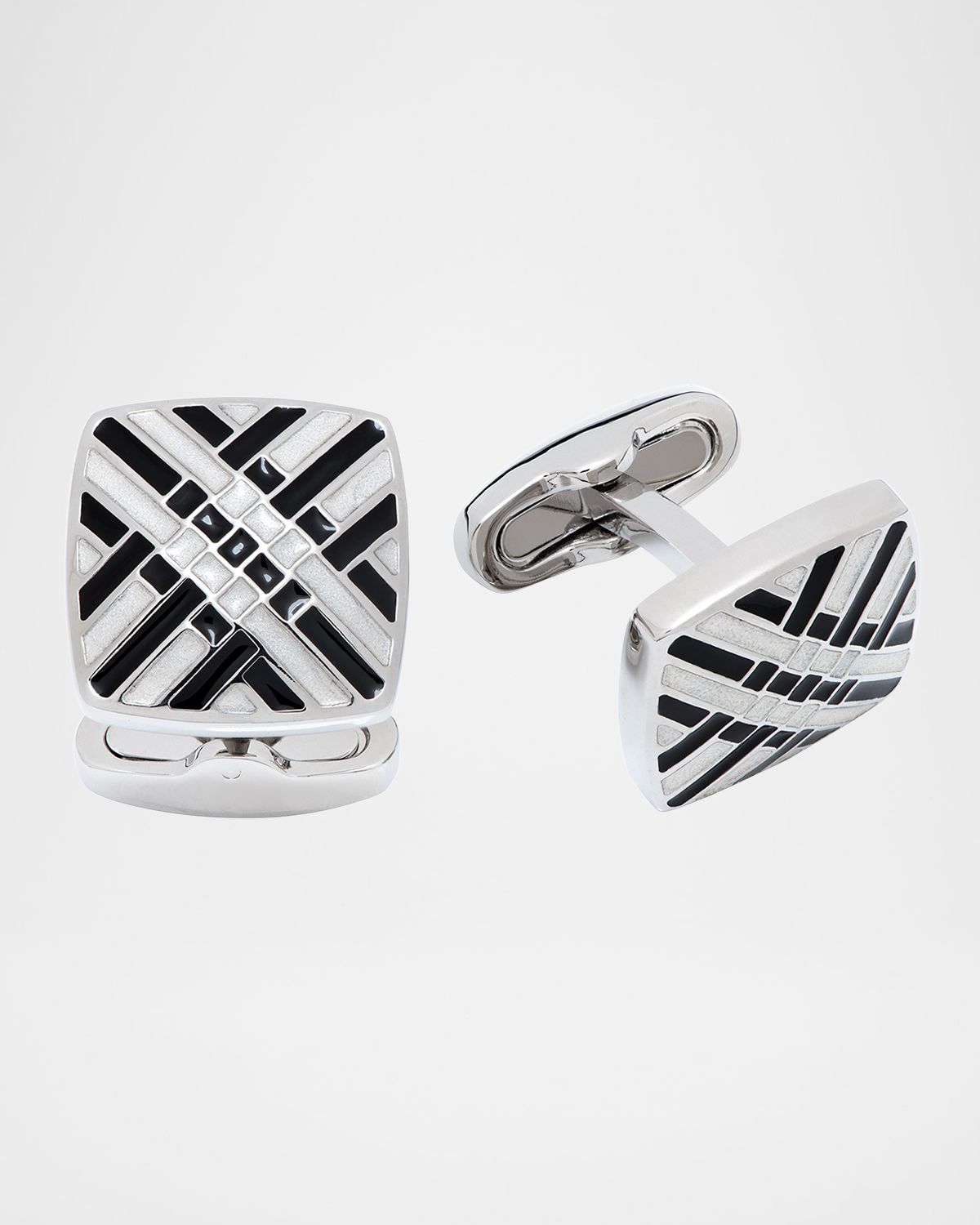Link Up Men 's Soft Square Enamel Crosshatch Cufflinks
