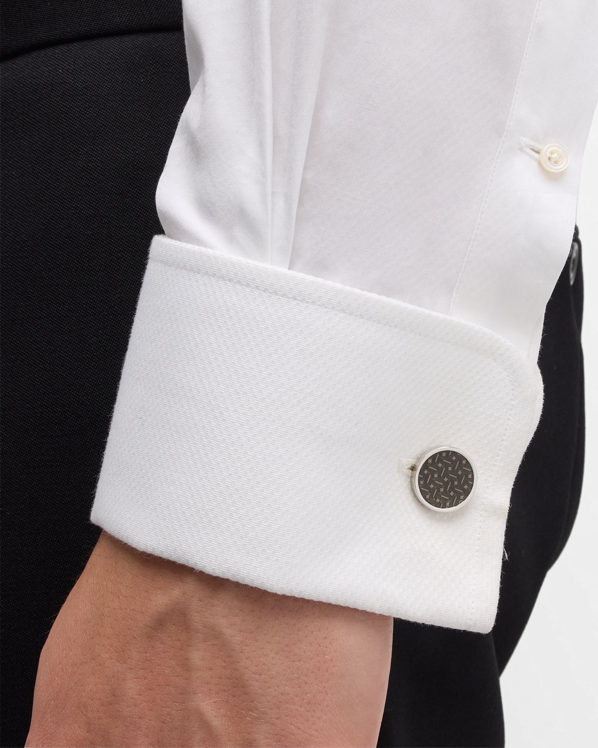 Link Up Men 's Round Enamel Abstract Cufflink Stud Set