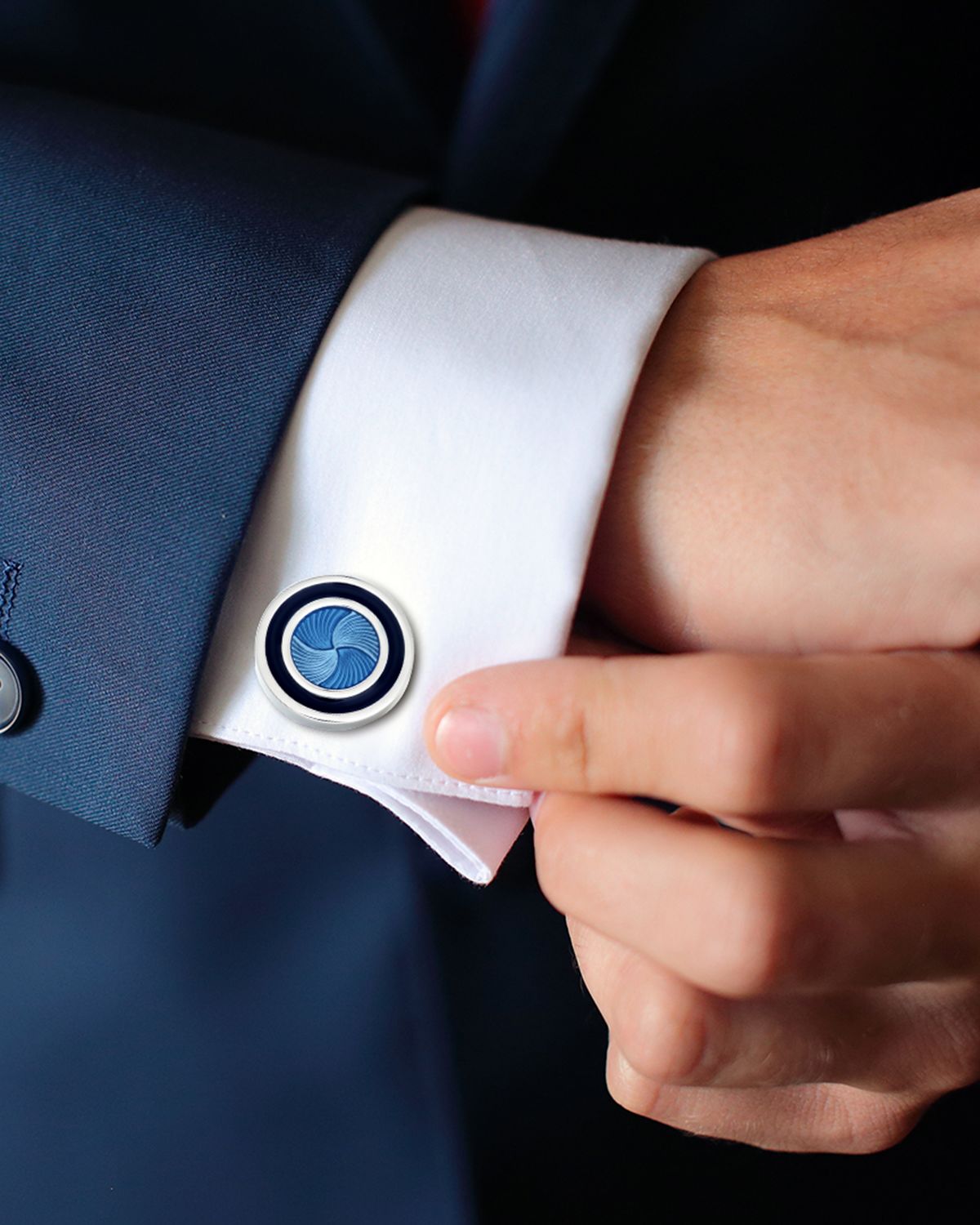 Link Up Men 's Round Enamel Pinwheel Cufflinks