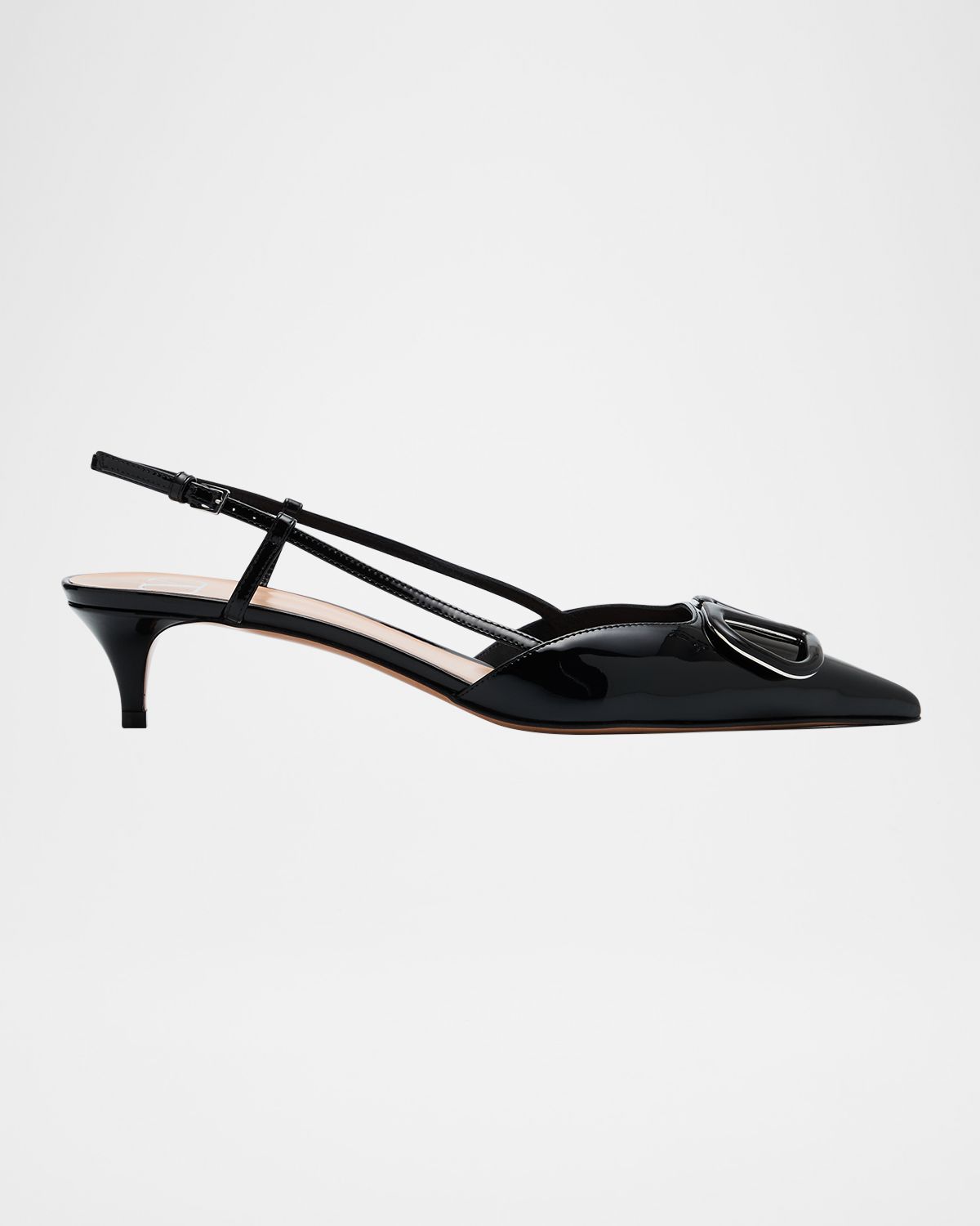 Valentino Garavani VLogo Patent Kitten Slingback Pumps