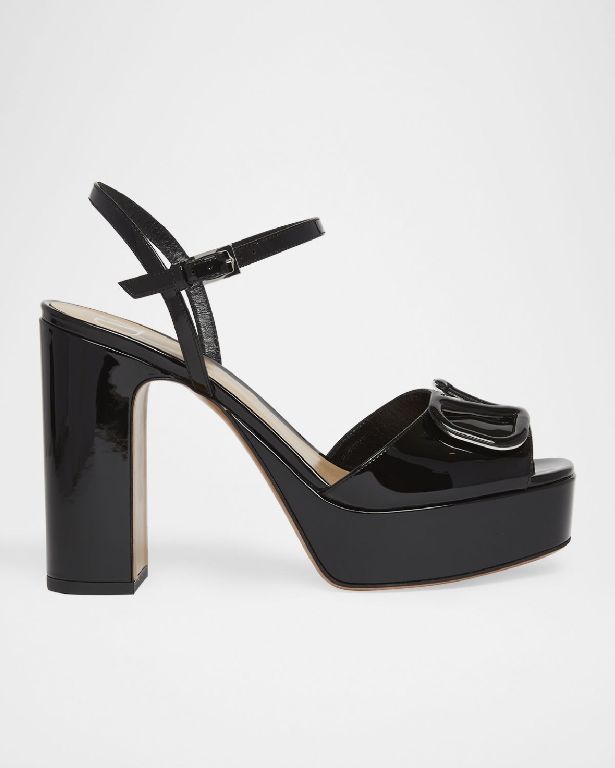 Valentino Garavani VLogo Patent Ankle-Strap Platform Sandals
