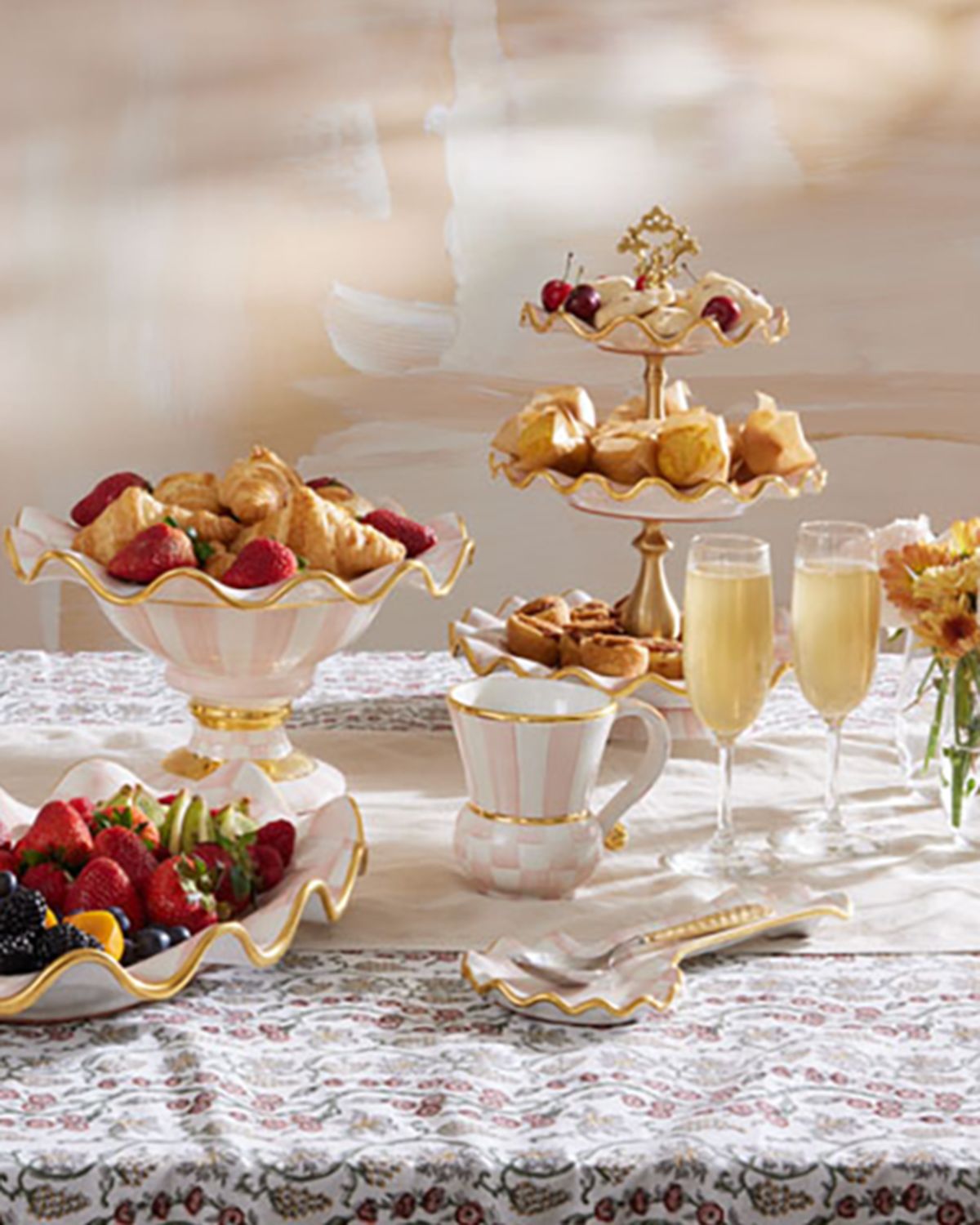 MacKenzie-Childs Rosy Check Ceramic Spoon Rest