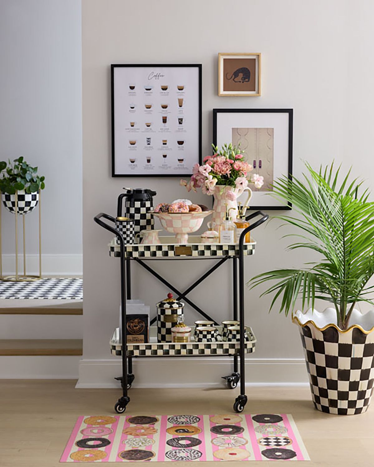 MacKenzie-Childs Rosy Check Enamel Compote Bowl