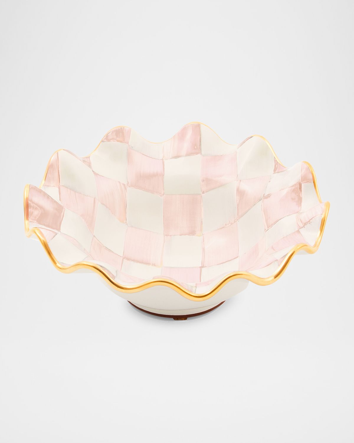 MacKenzie-Childs Rosy Check Ceramic Fluted Breakfast Bowl