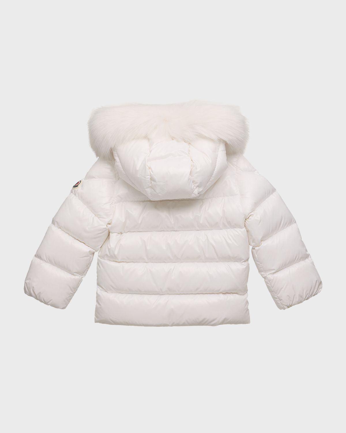 Moncler Kid 's Shiny Puffer Jacket W/ Faux Fur Trim, Size 6M-3