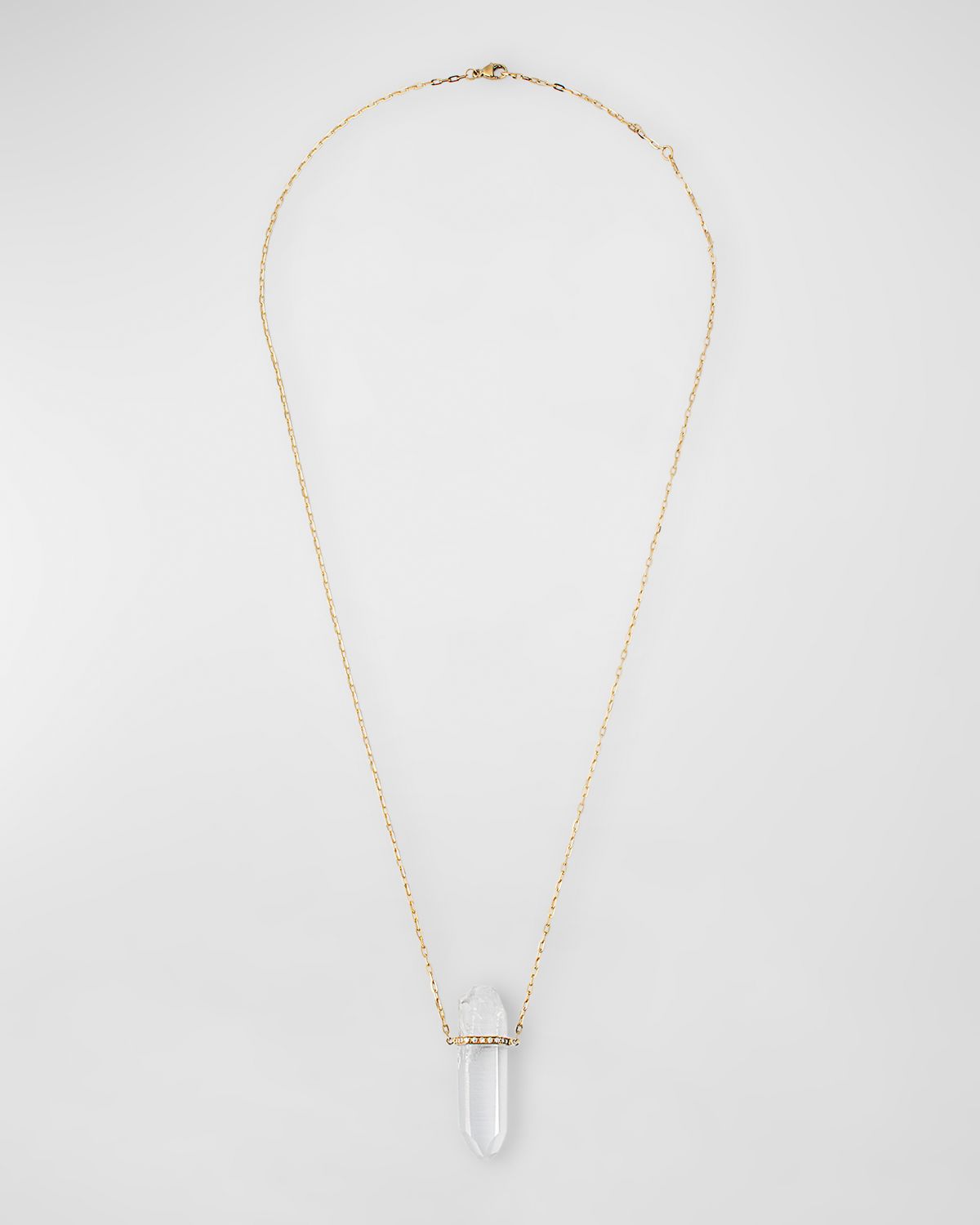 JIA JIA 14K Large Crystal Quartz and Diamond Bar Necklace