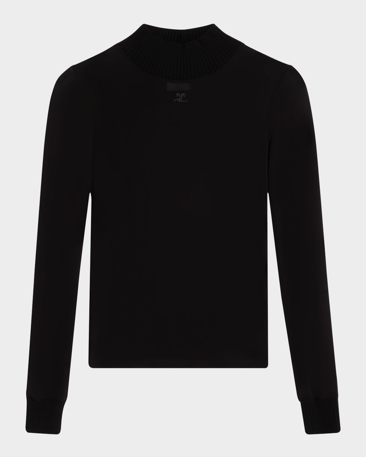 Courreges Re-Edition Mock-Neck Long-Sleeve Fitted Top