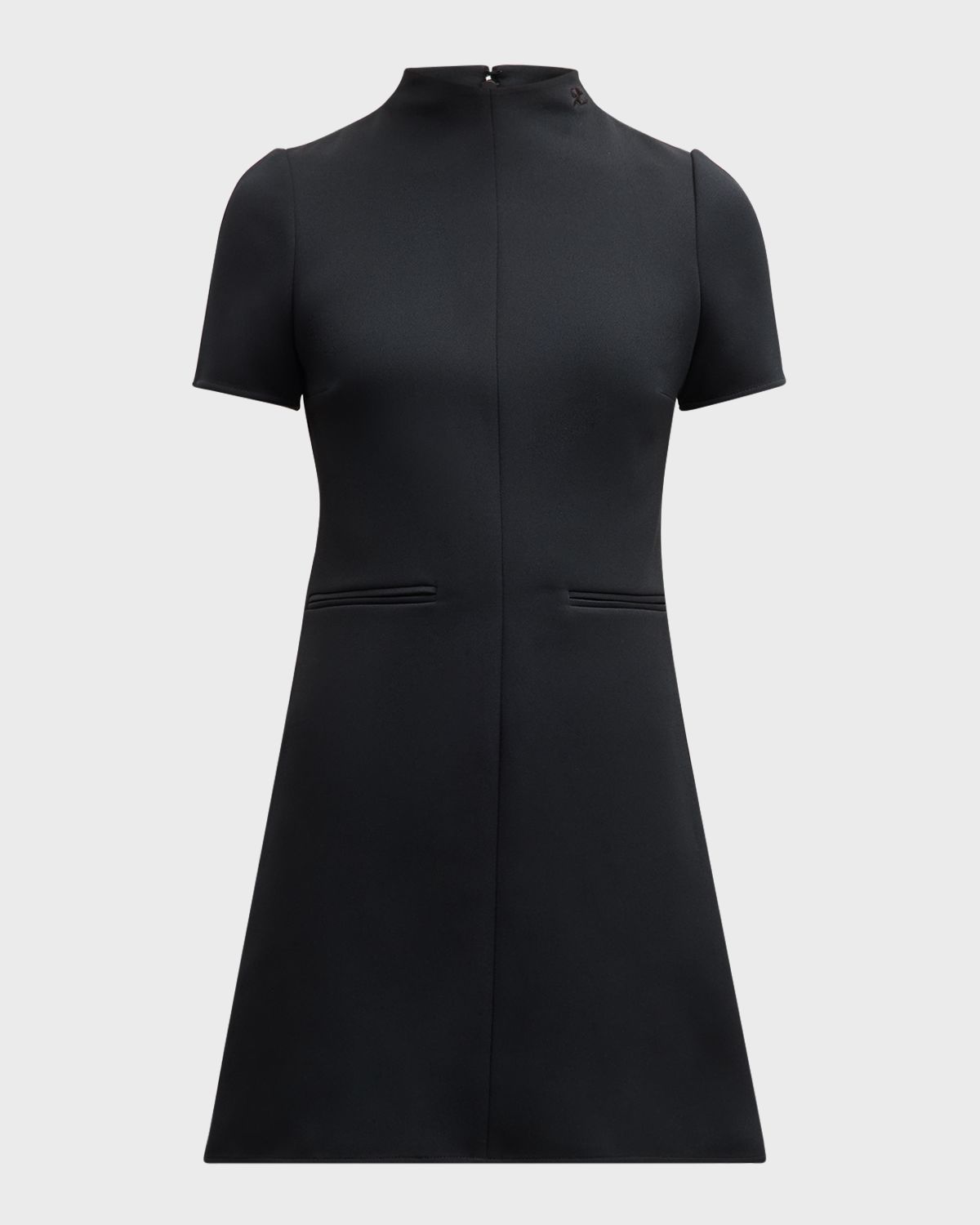 Courreges Short-Sleeve Twill A-Line Mini Dress