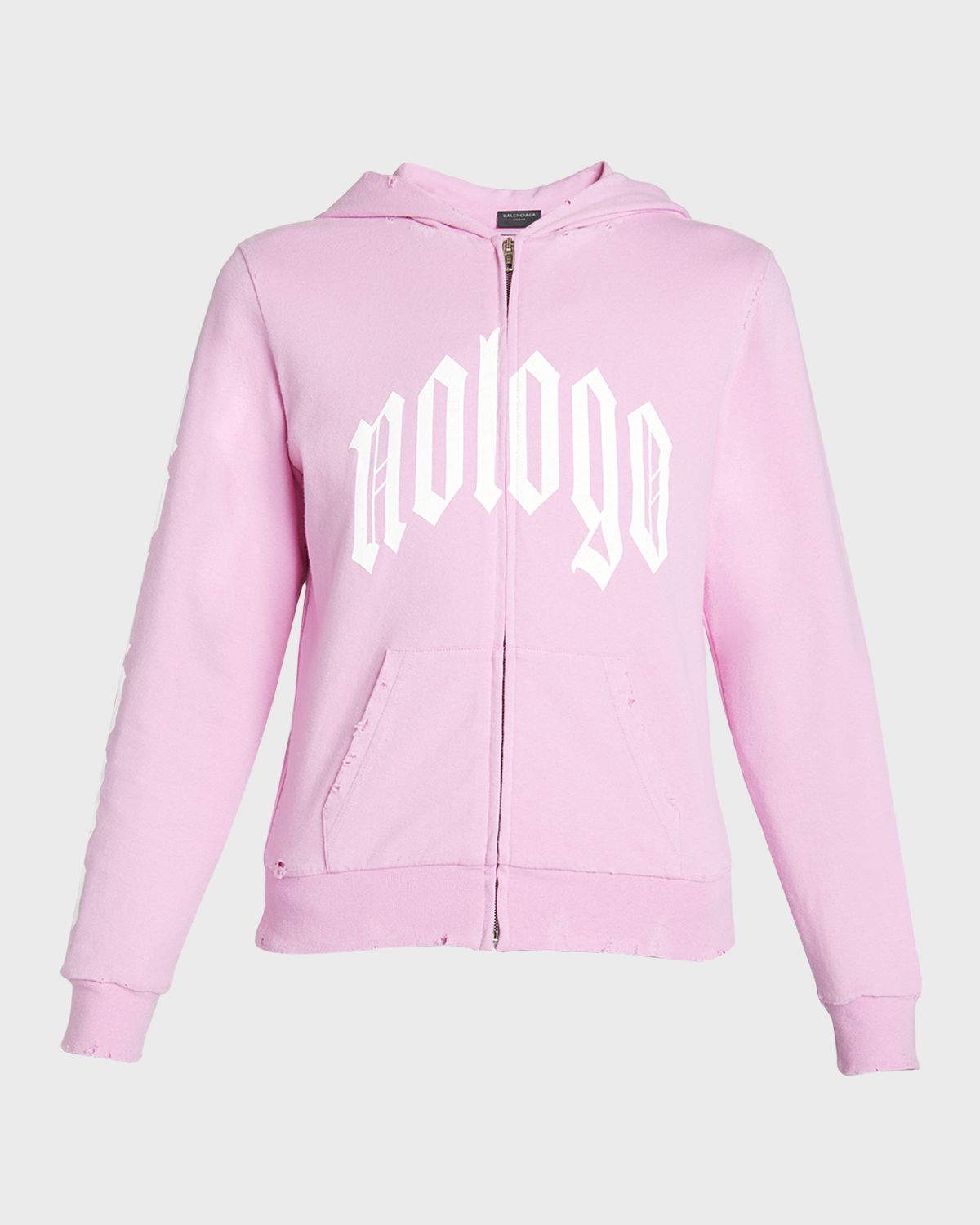 Balenciaga Nologo Zip-Up Jersey Hoodie