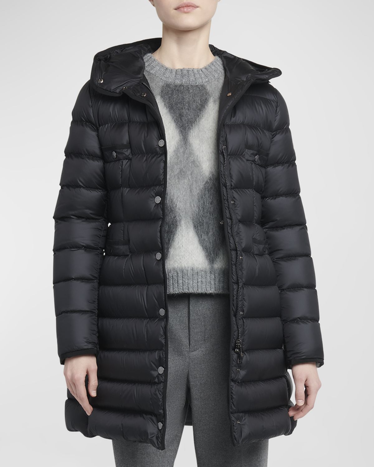 Moncler Hirma Hooded Long Down Jacket