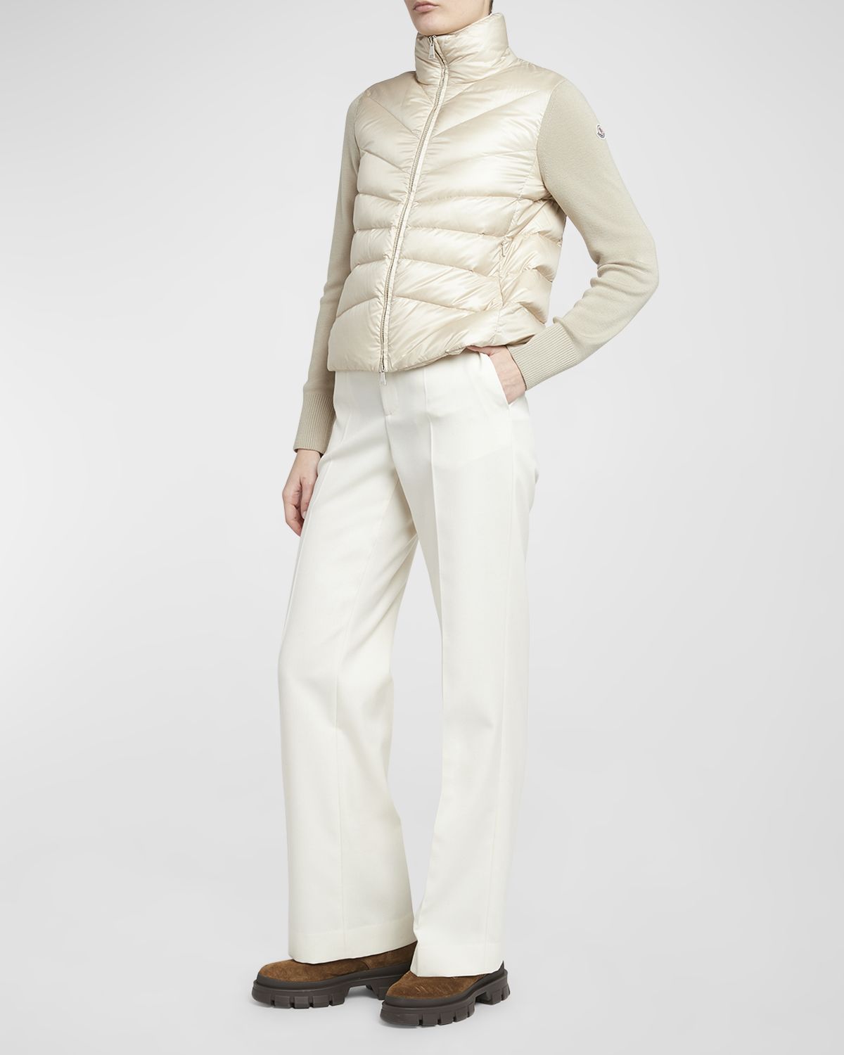 Moncler Lightweight Wool Puffer Cardigan