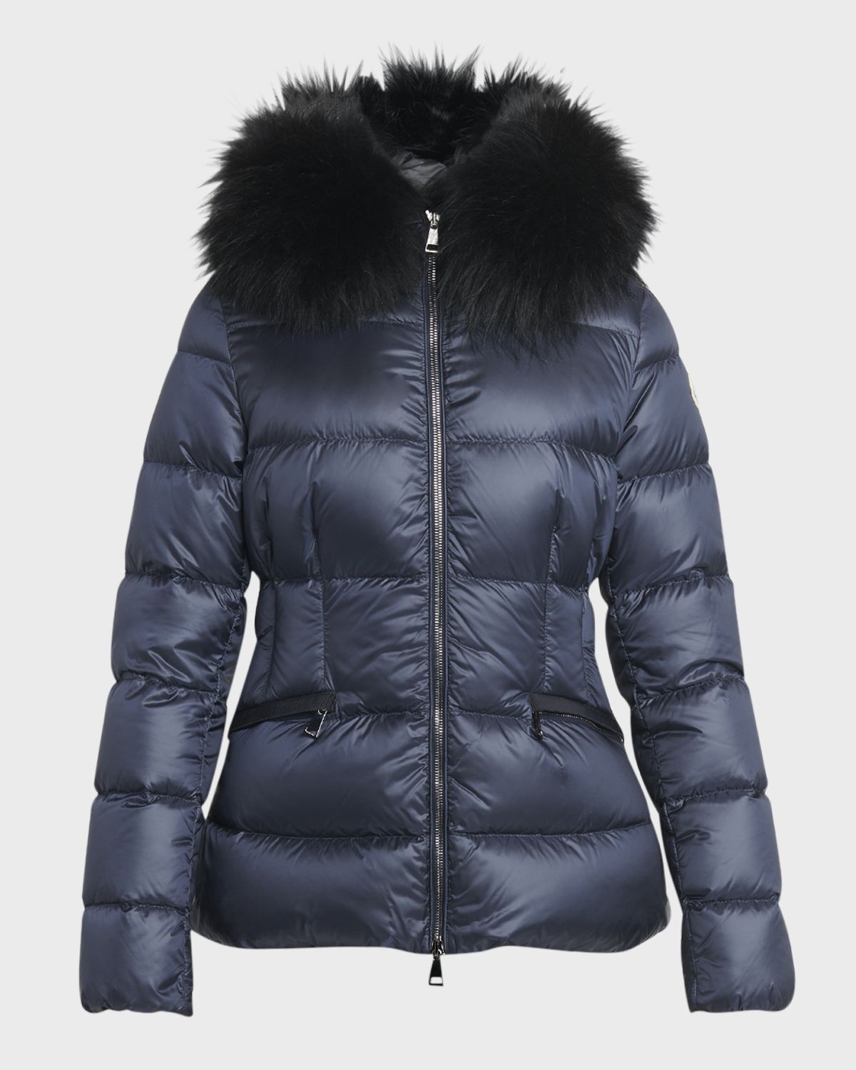 Moncler Boed Hooded Shearling-Trimmed Short Down Jacket