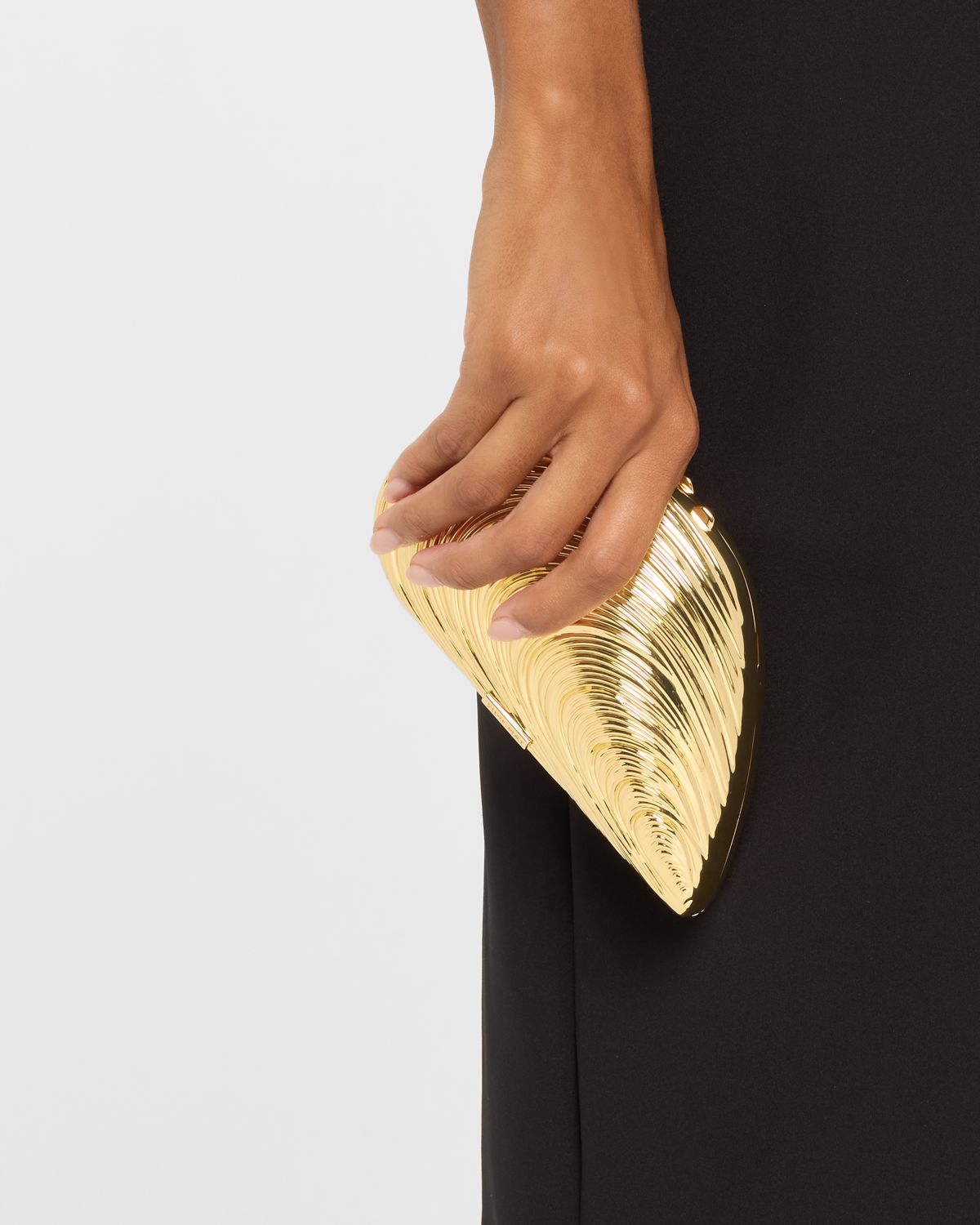 SIMKHAI Bridget Mini Metal Oyster Shell Clutch Bag