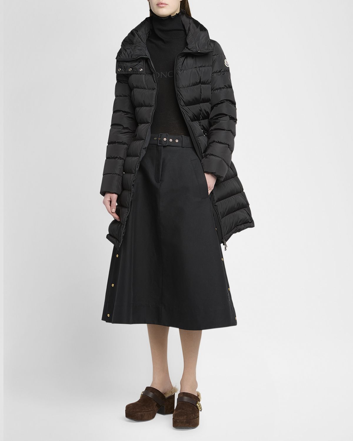 Moncler Flammette Hooded Long Down Jacket
