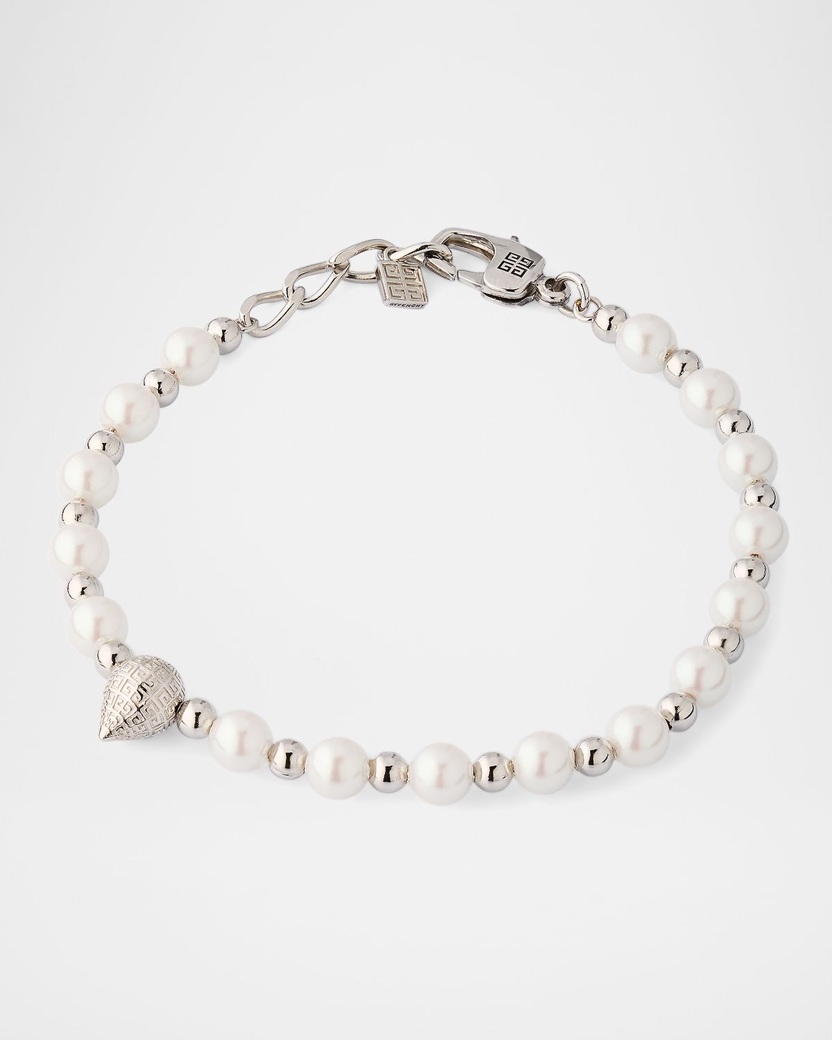 Givenchy Men 's G-Stud Pearly and Silvery Bracelet