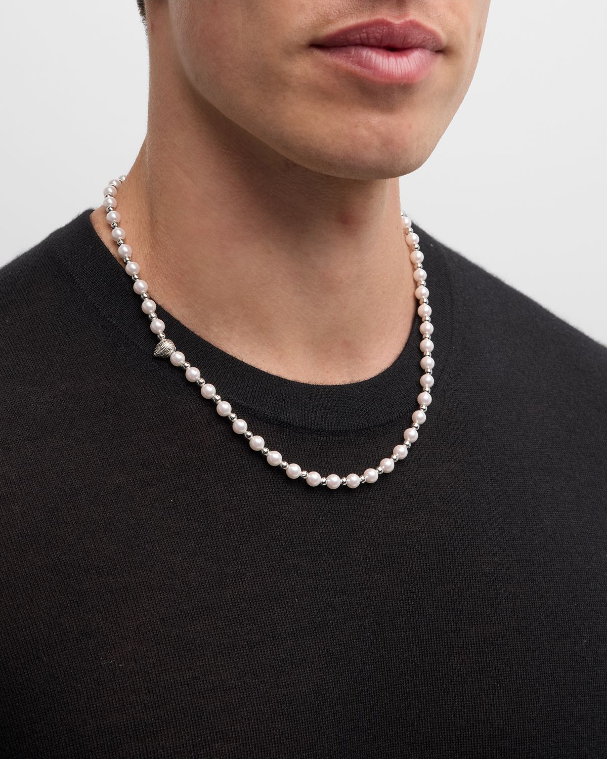 Givenchy Men 's G-Stud Pearly and Silvery Necklace