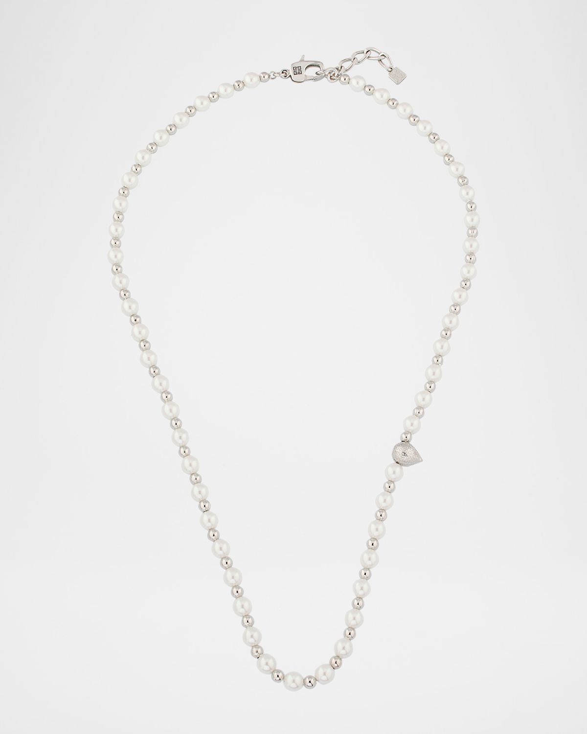Givenchy Men 's G-Stud Pearly and Silvery Necklace
