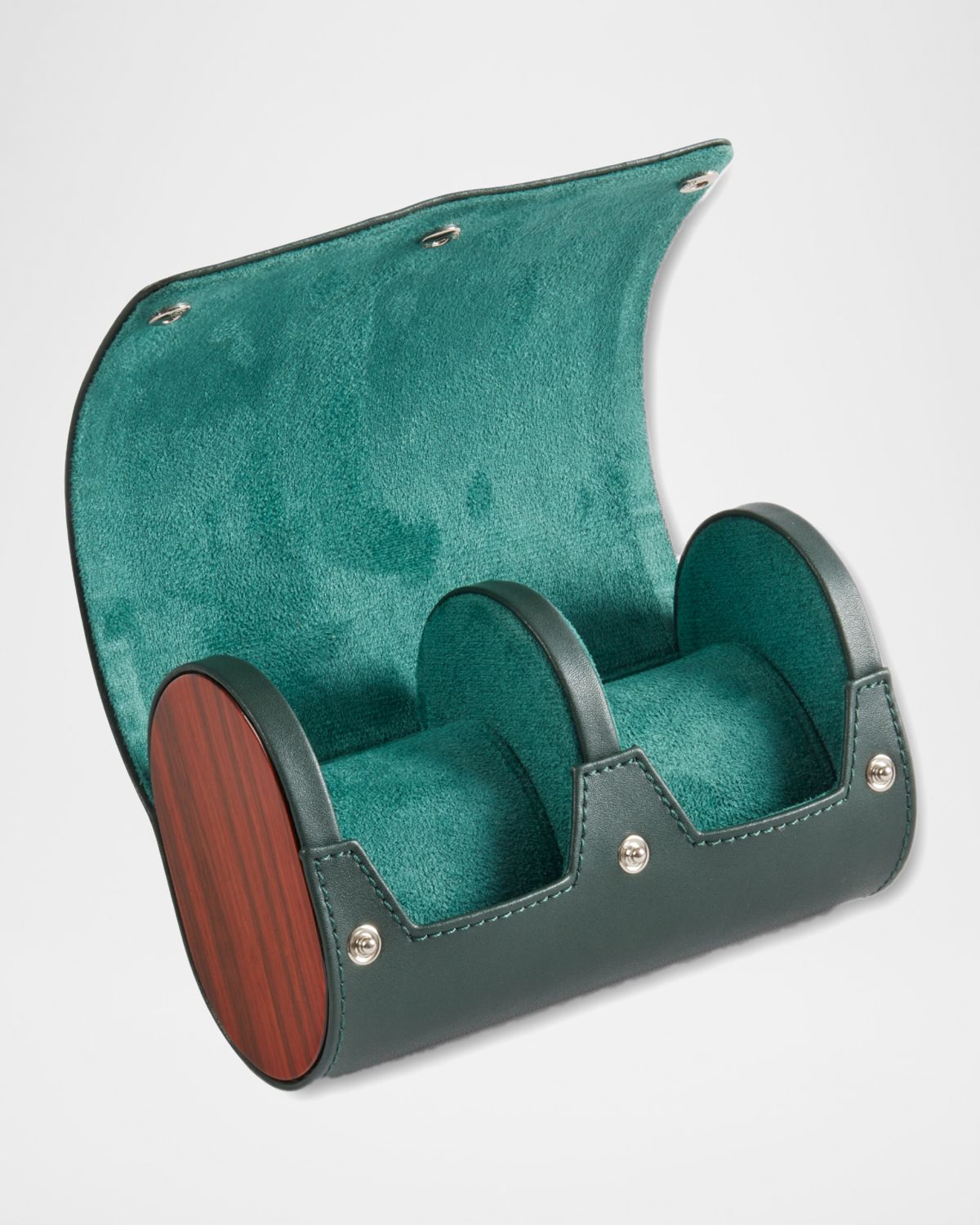 Bey-Berk Radford Wood and Leather 2-Watch Case