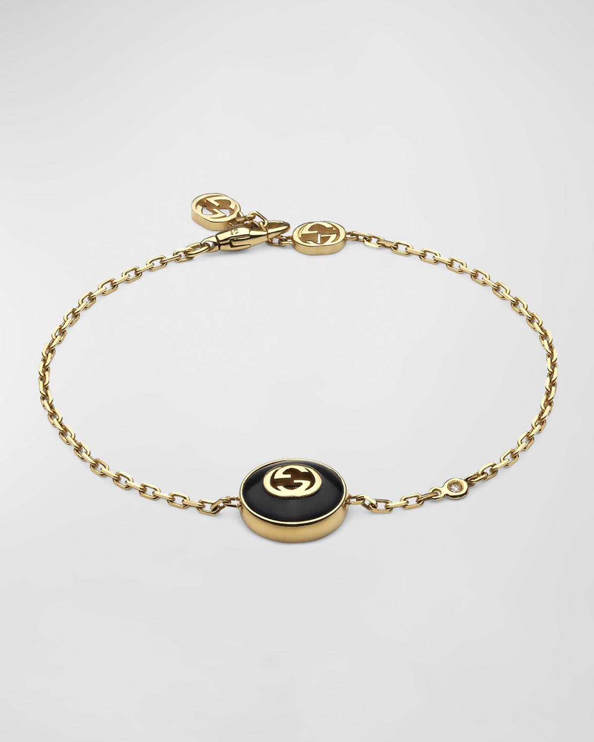 Gucci Interlocking G Onyx Bracelet with Diamond
