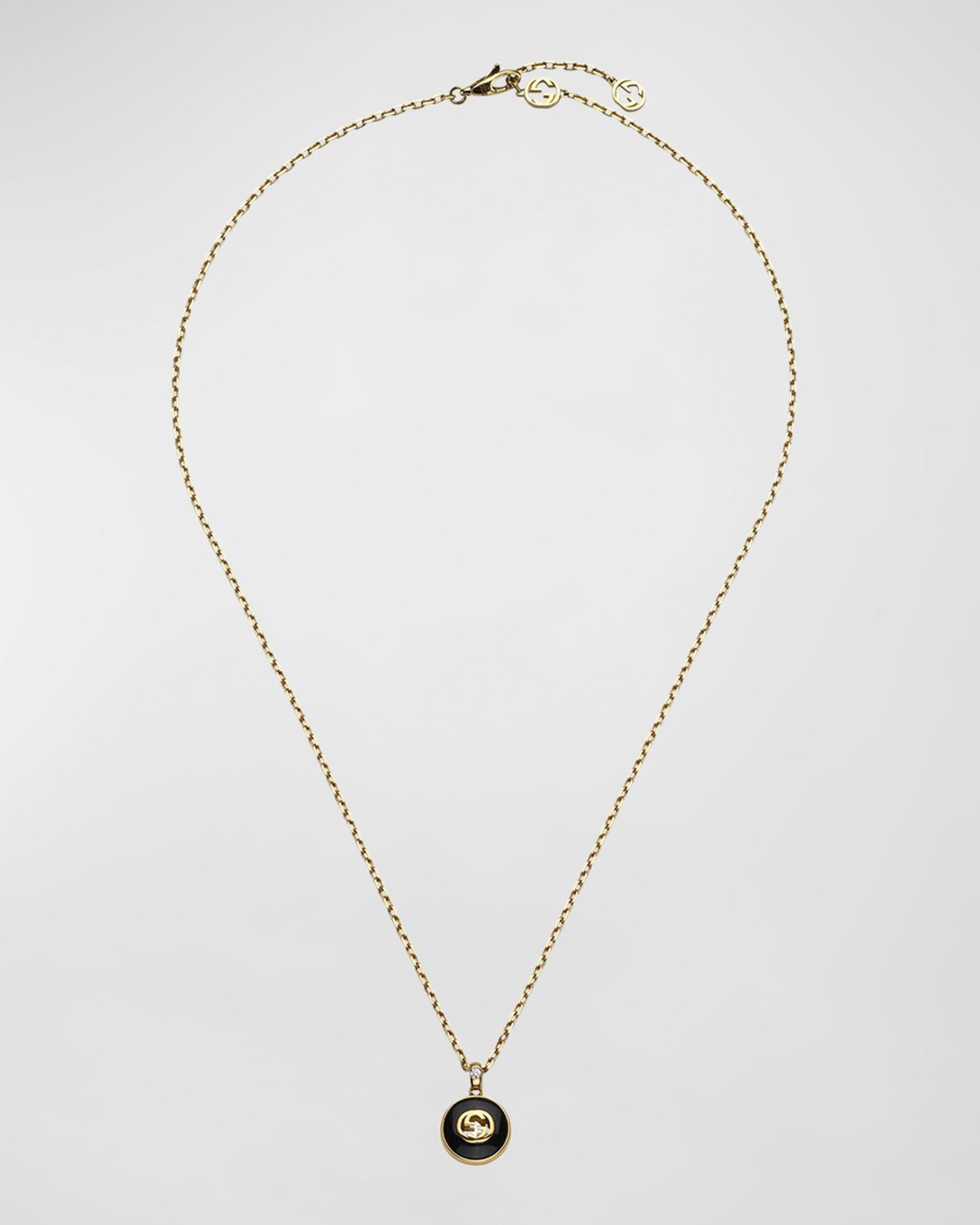 Gucci Interlocking 18K Yellow Gold Necklace with Diamond and Onyx