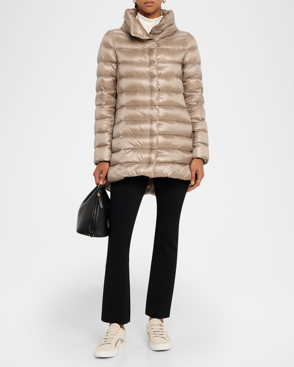 Herno Amelia Water-Resistant Ultralight Nylon A-Line Puffer Jacket | Thumbnail 5