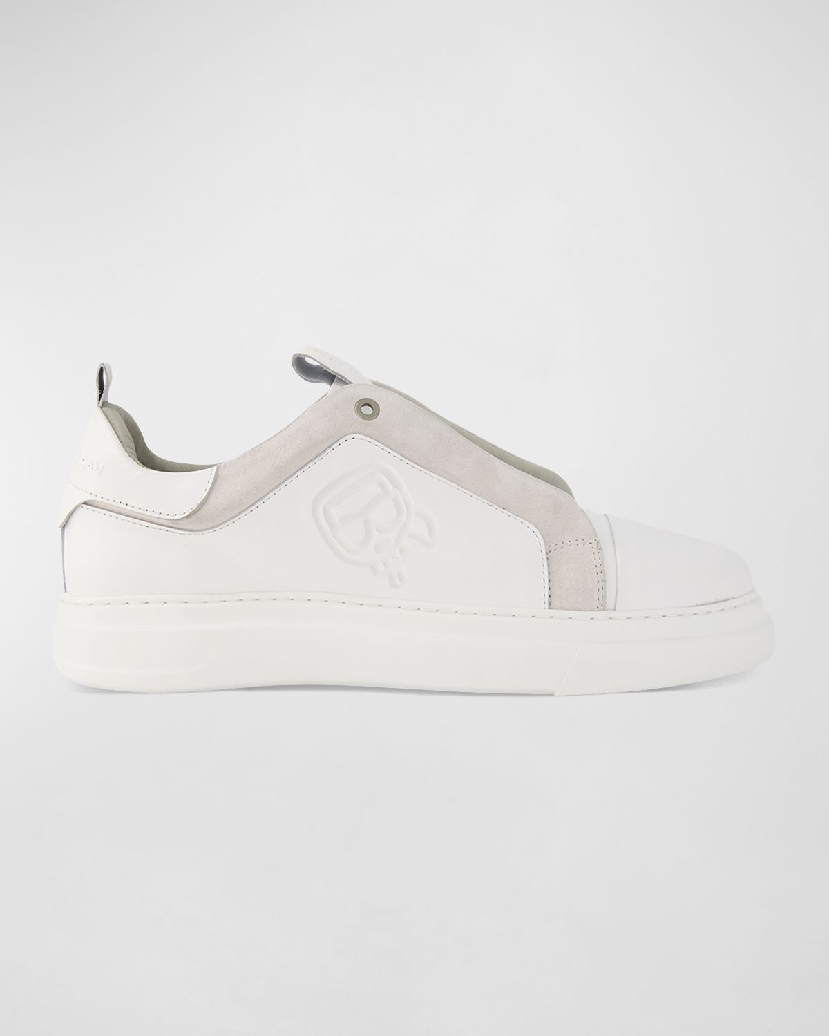 Karl Lagerfeld Paris Men 's Leather and Suede Karl Head Low-Top Sneakers