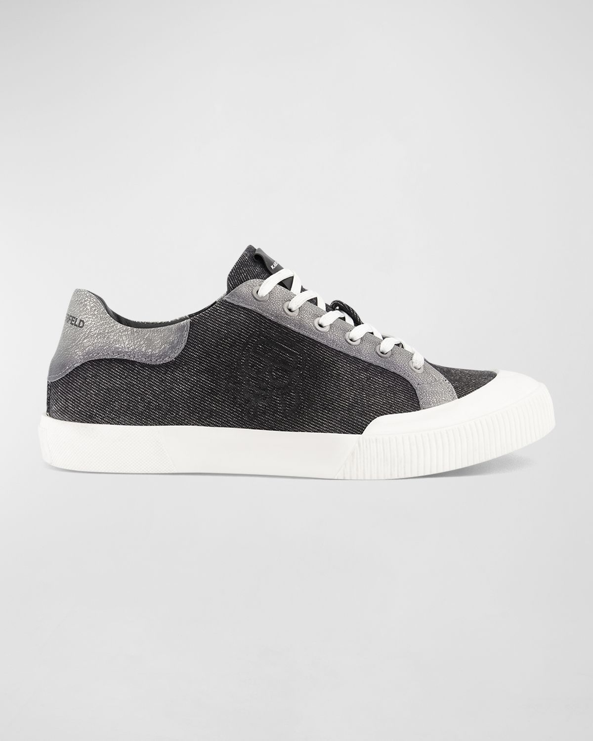 Karl Lagerfeld Paris Men 's Denim Side Logo Low-Top Sneakers