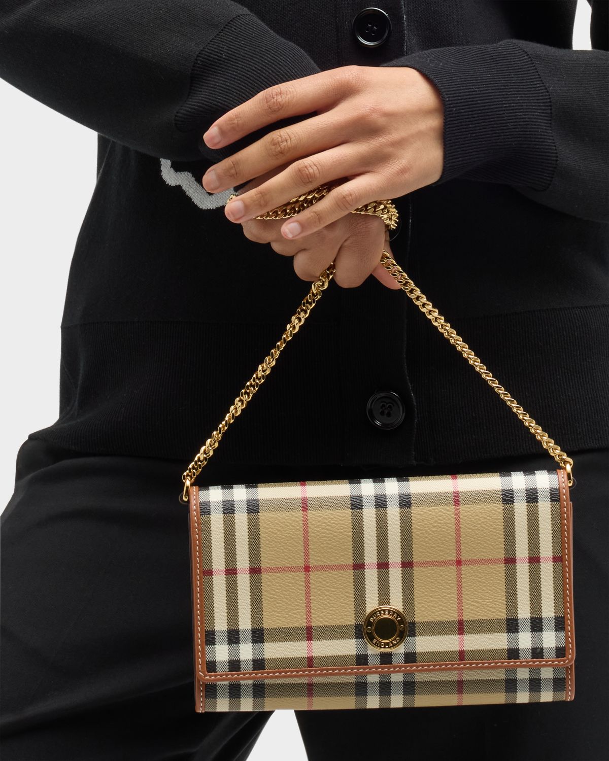 Burberry Hannah Flap Check Canvas Wallet