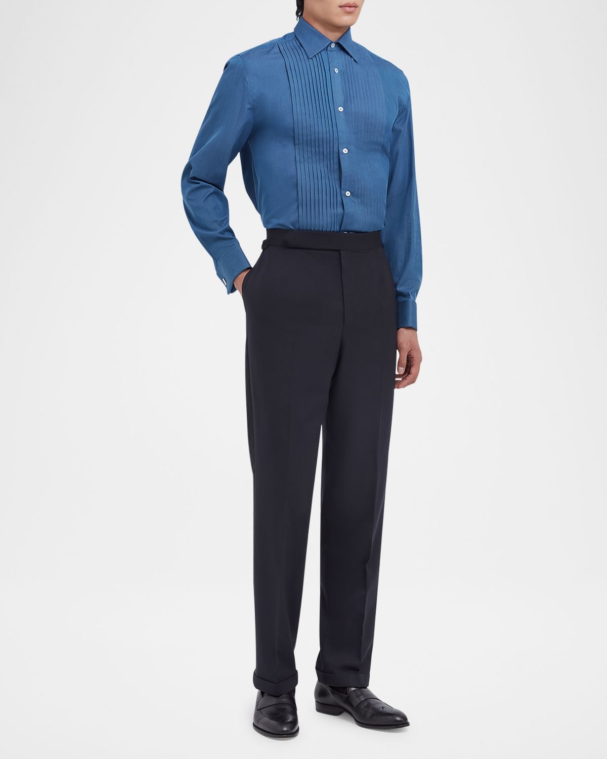 dunhill Men 's Wool and Cashmere Flat Front Trousers