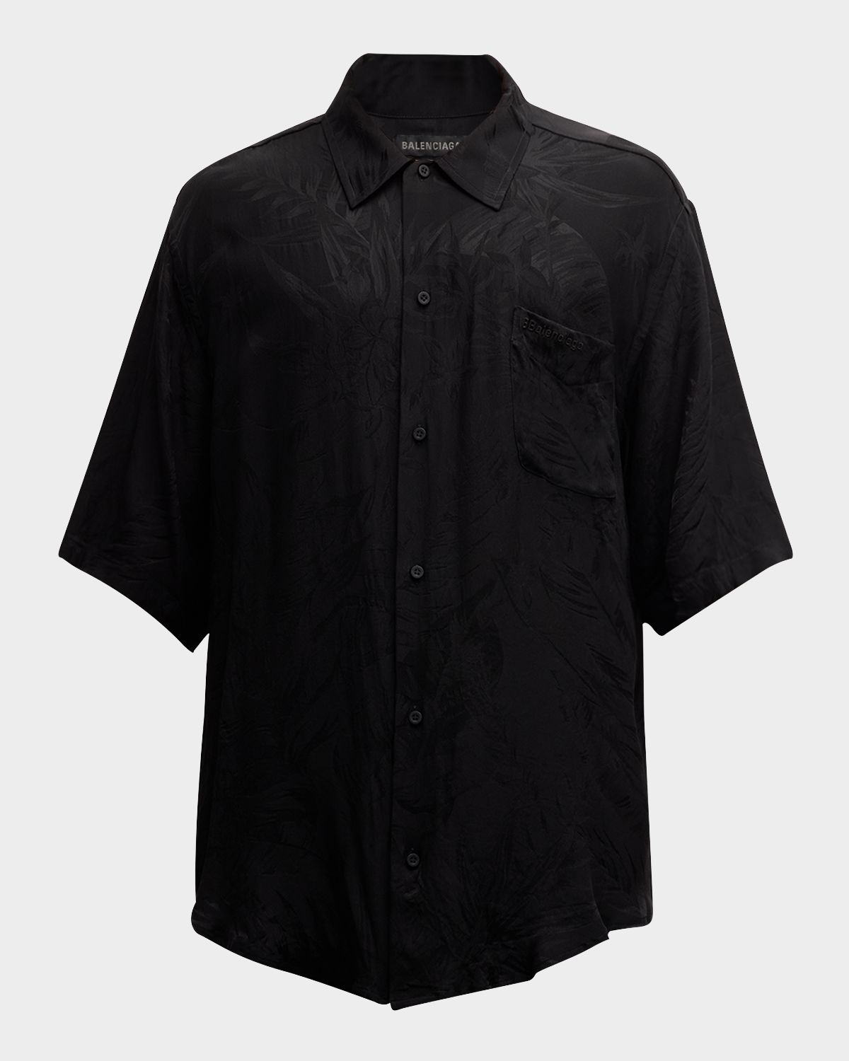 Balenciaga Men 's Tropical Flowers Silk Camp Shirt