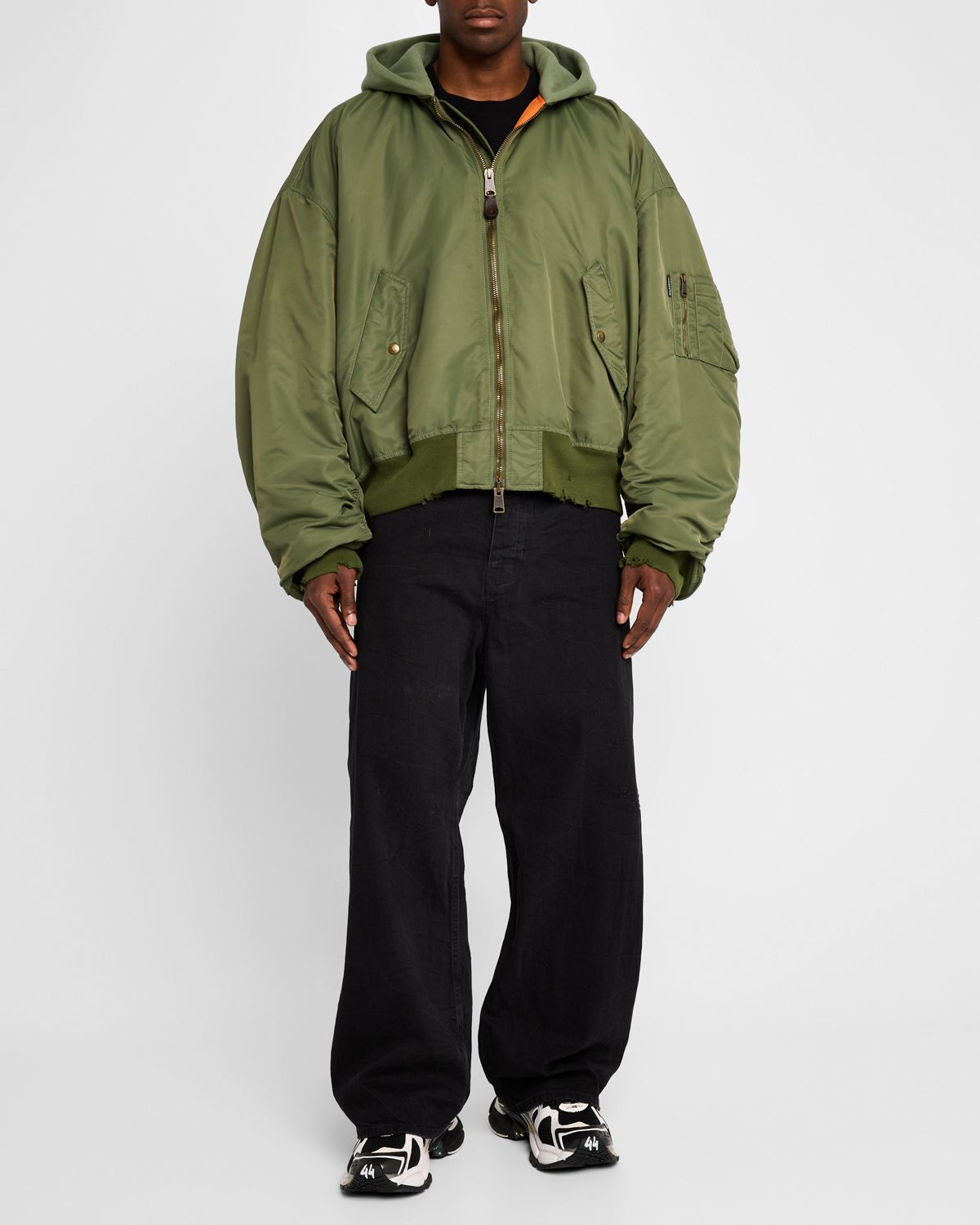 Balenciaga Men 's Hooded Bomber Jacket