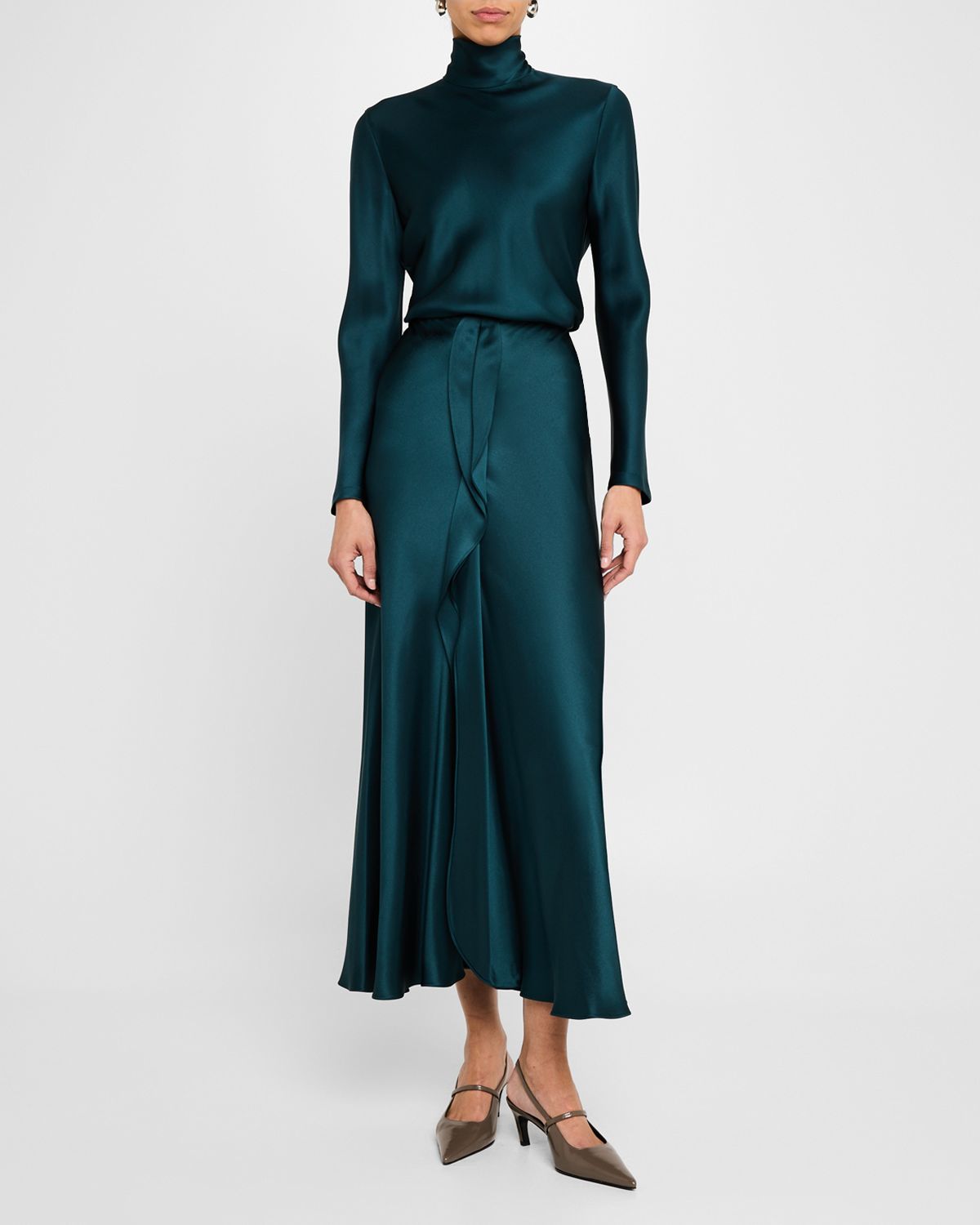 Giorgio Armani Silk Turtleneck Long-Sleeve Blouse