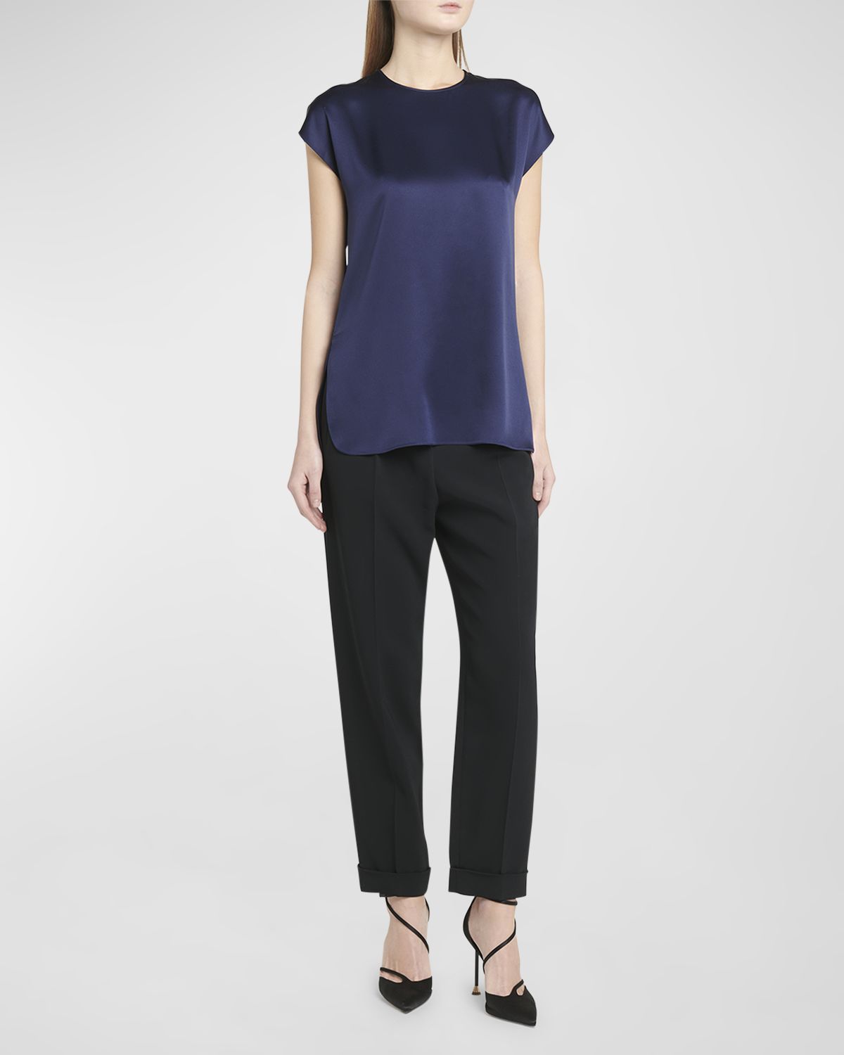 Giorgio Armani Cap-Sleeve Silk Blouse