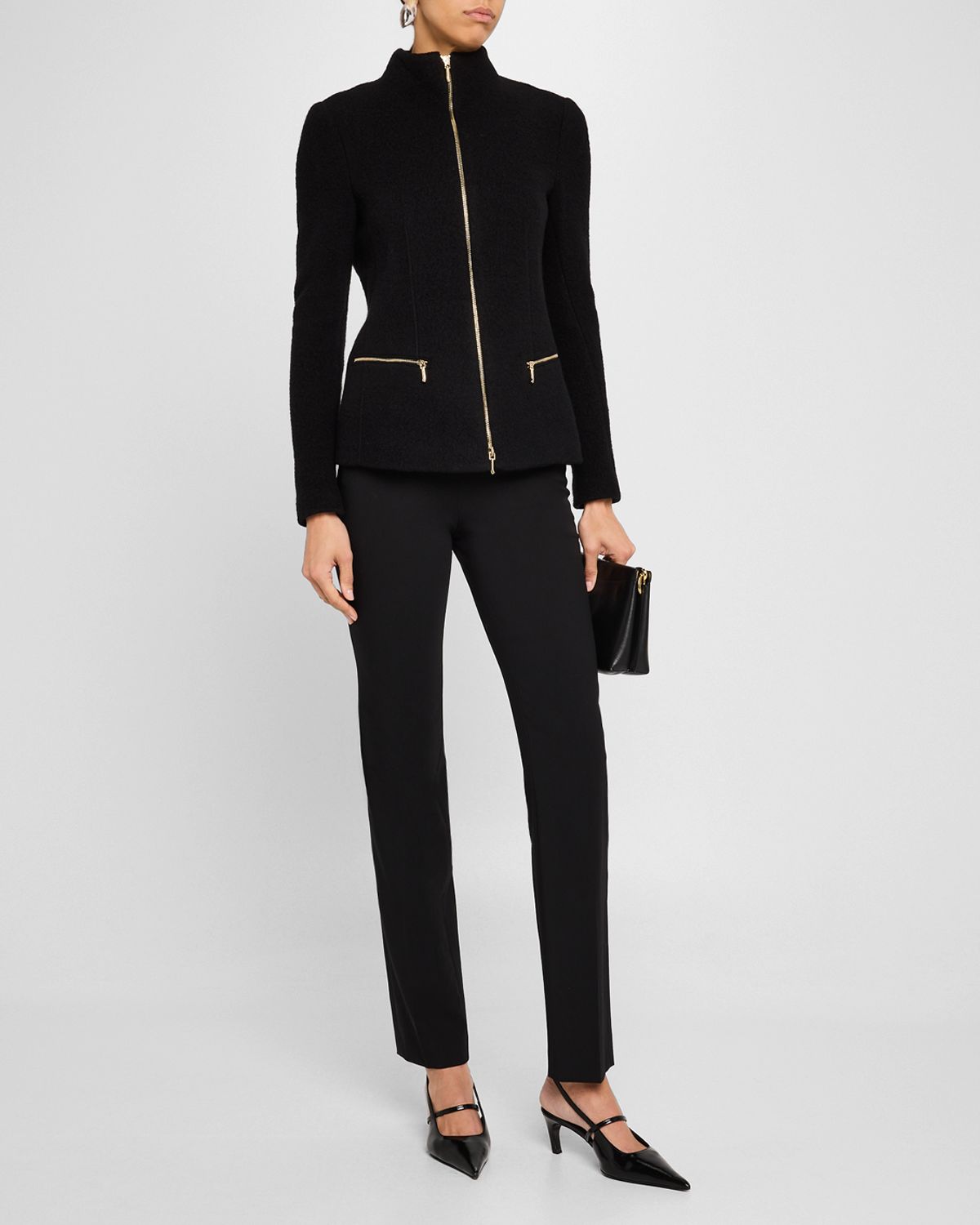 Giorgio Armani Cashmere-Blend Zip-Front Knit Jacket
