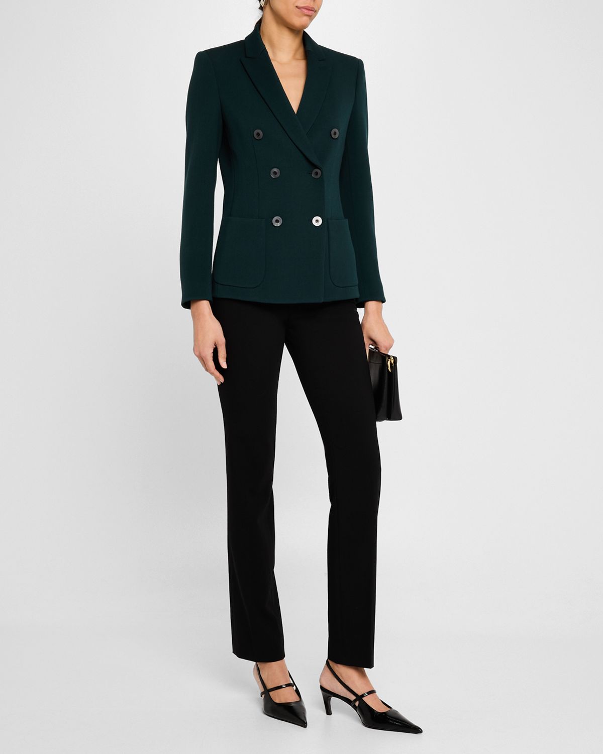 Giorgio Armani Double-Breasted Stretch Wool Blazer Jacket