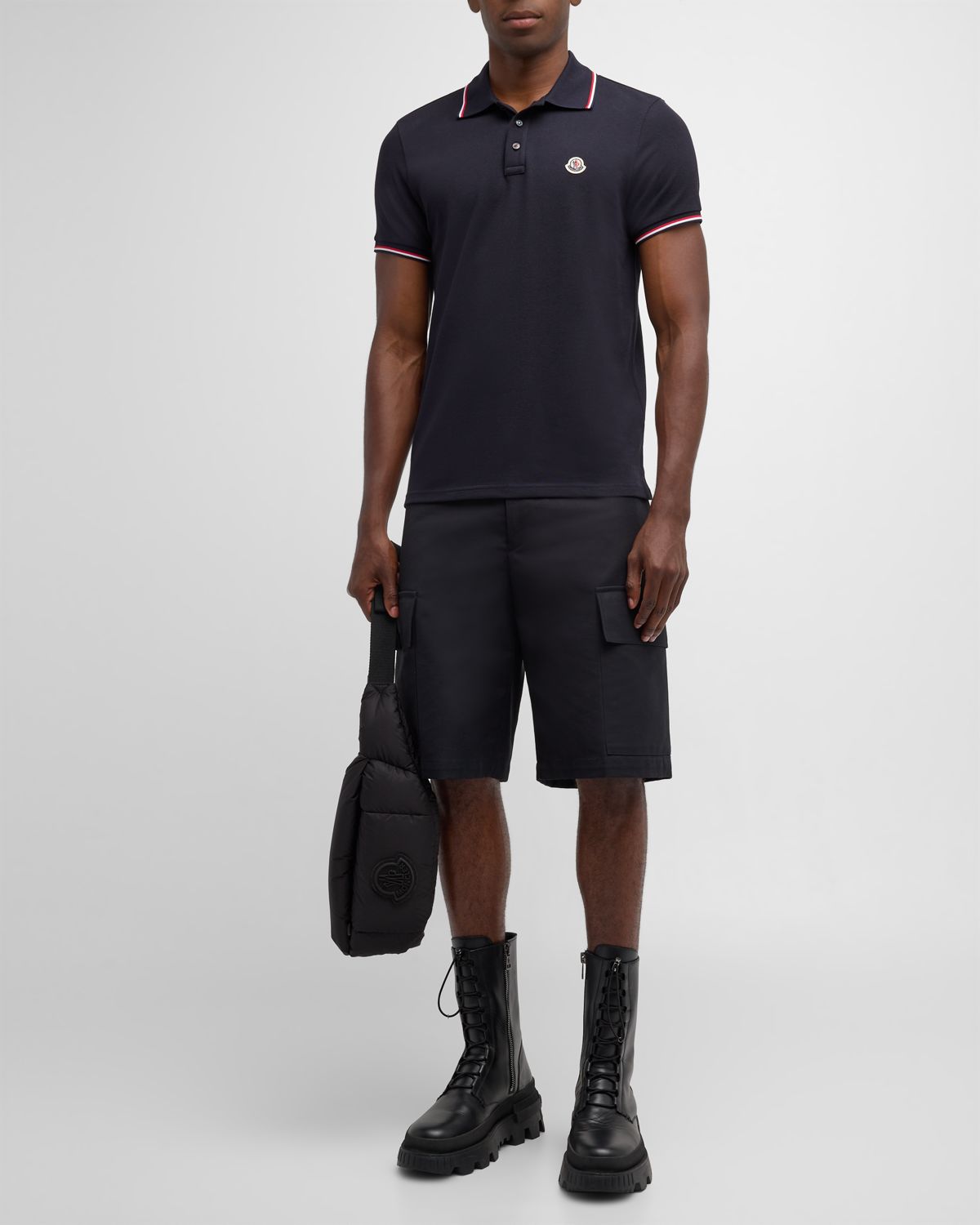 Moncler Men 's Pique Logo Patch Polo Shirt