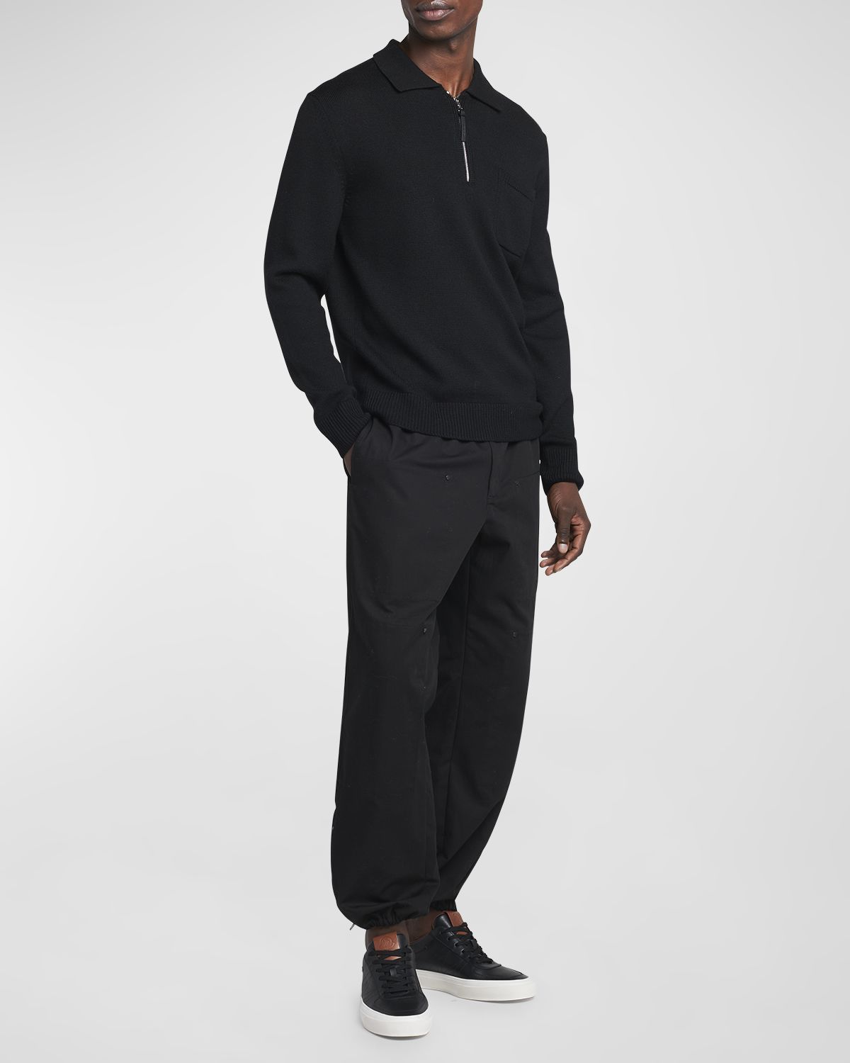 Moncler Men 's Long-Sleeve Zip Polo Sweater