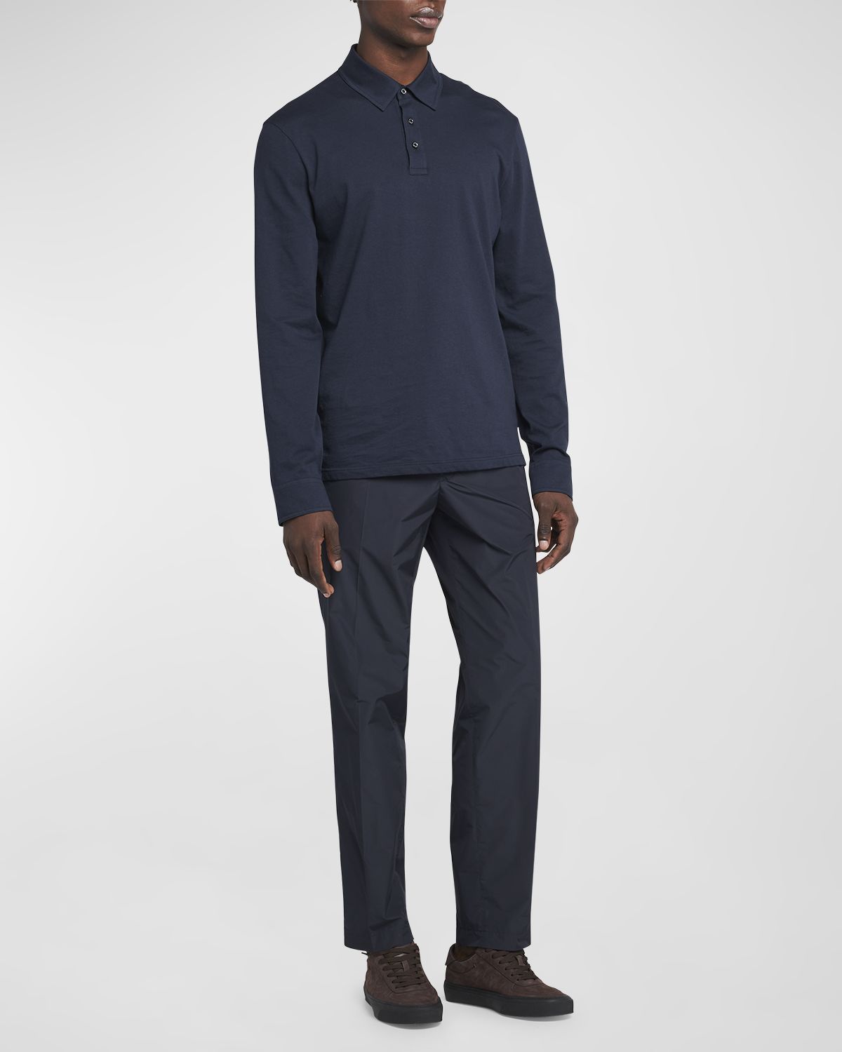 Moncler Men 's Cashmere Long-Sleeve Polo Shirt