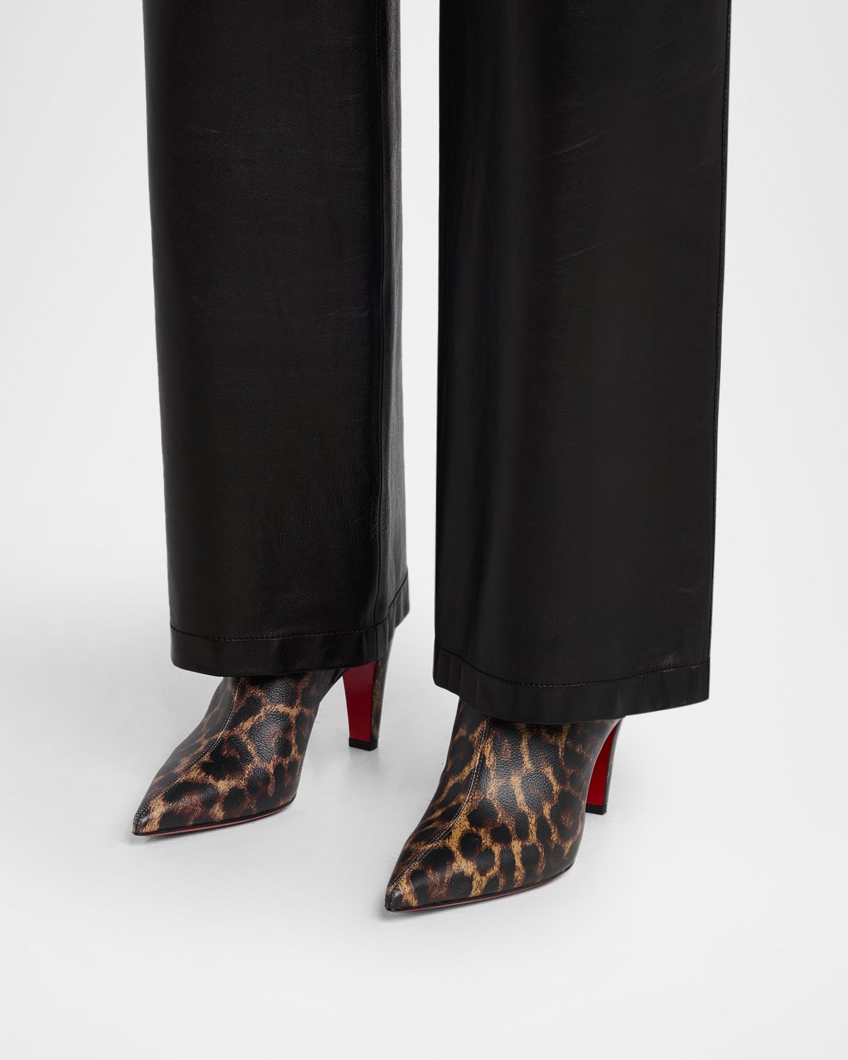 Christian Louboutin 85mm Vibella Leopard-Print Leather Booties
