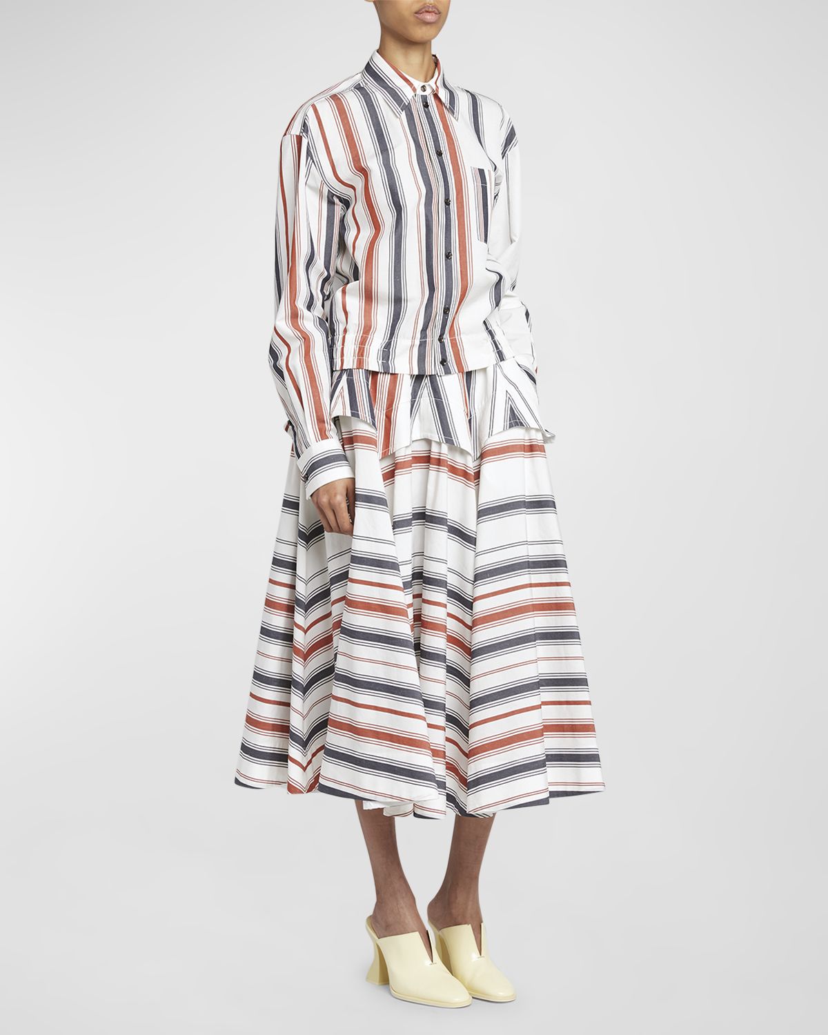 Bottega Veneta Degrade Striped Elasticated-Waist Button-Down Shirt