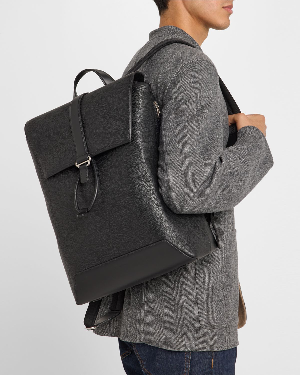 dunhill Men 's 1893 Harness Flap Leather Backpack