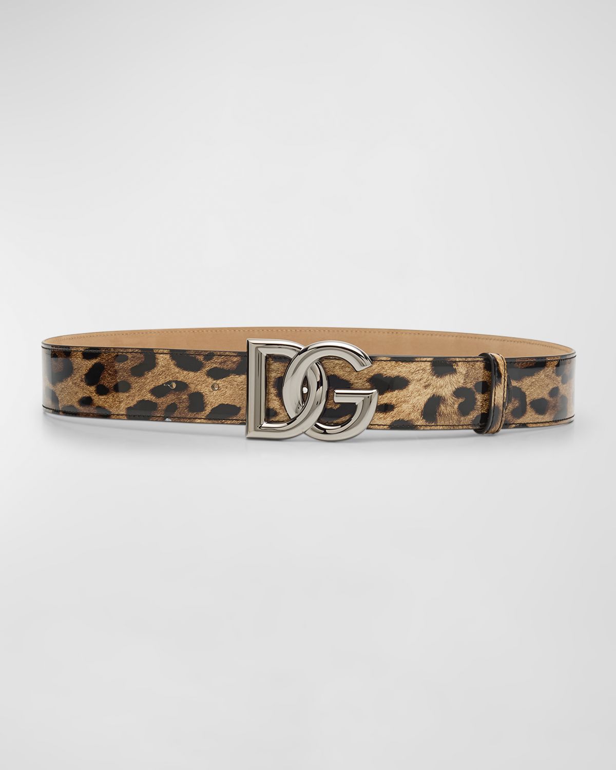 Dolce & Gabbana DG Leopard Patent Leather Belt