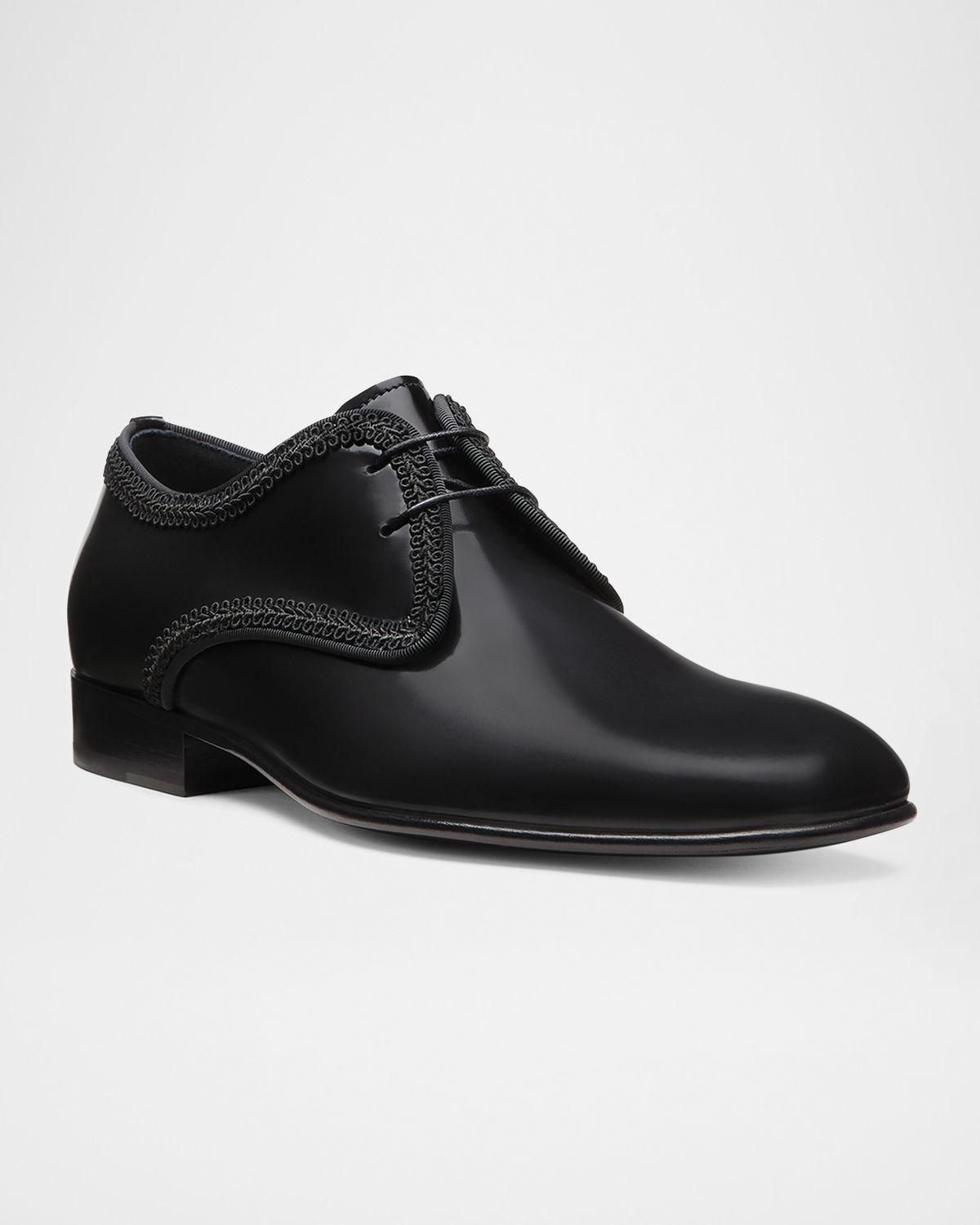 Stuart Weitzman Men's Alastar Fabric-Trim Leather Derby Shoes