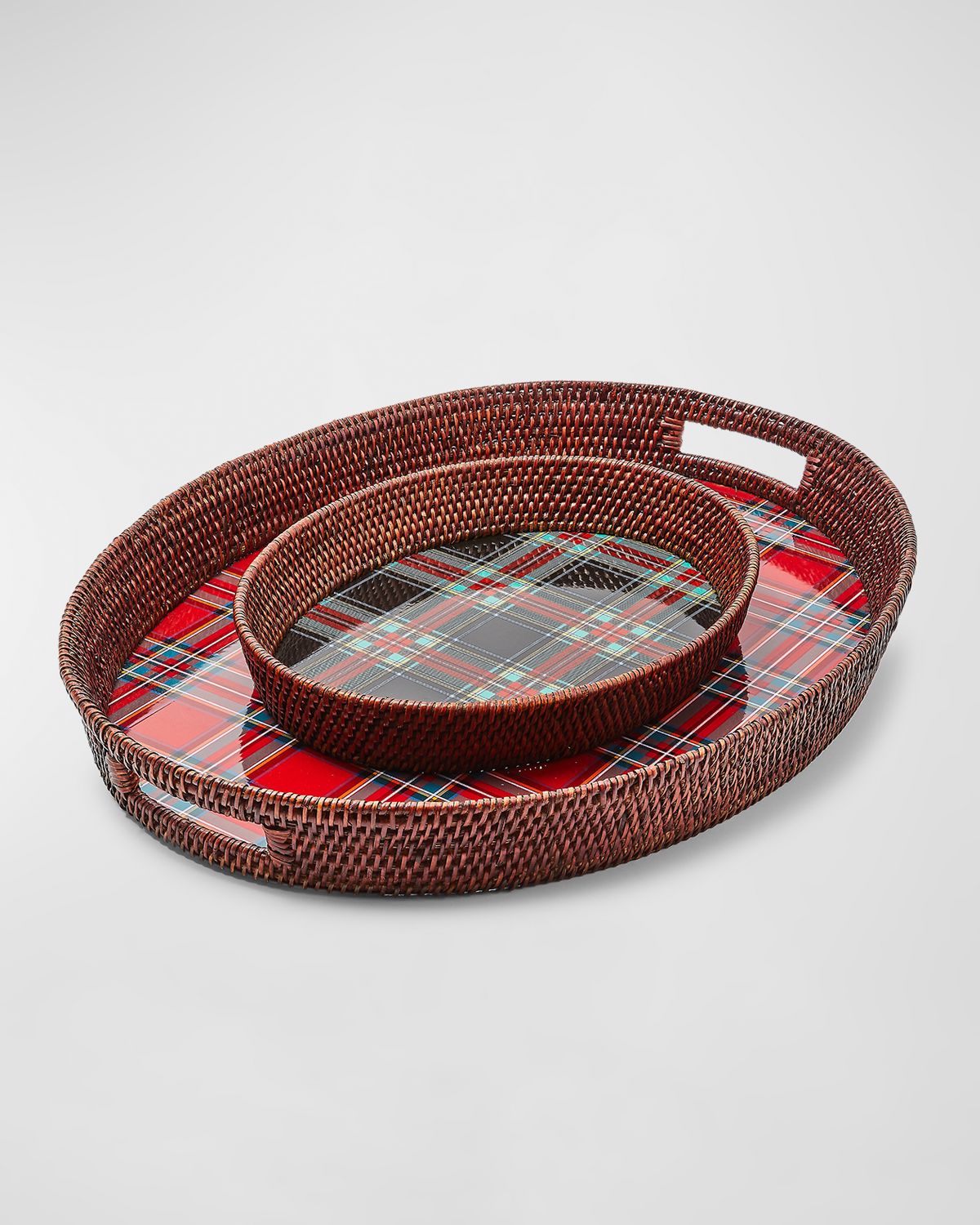 MacKenzie-Childs Tartan Rattan Small Serving Tray